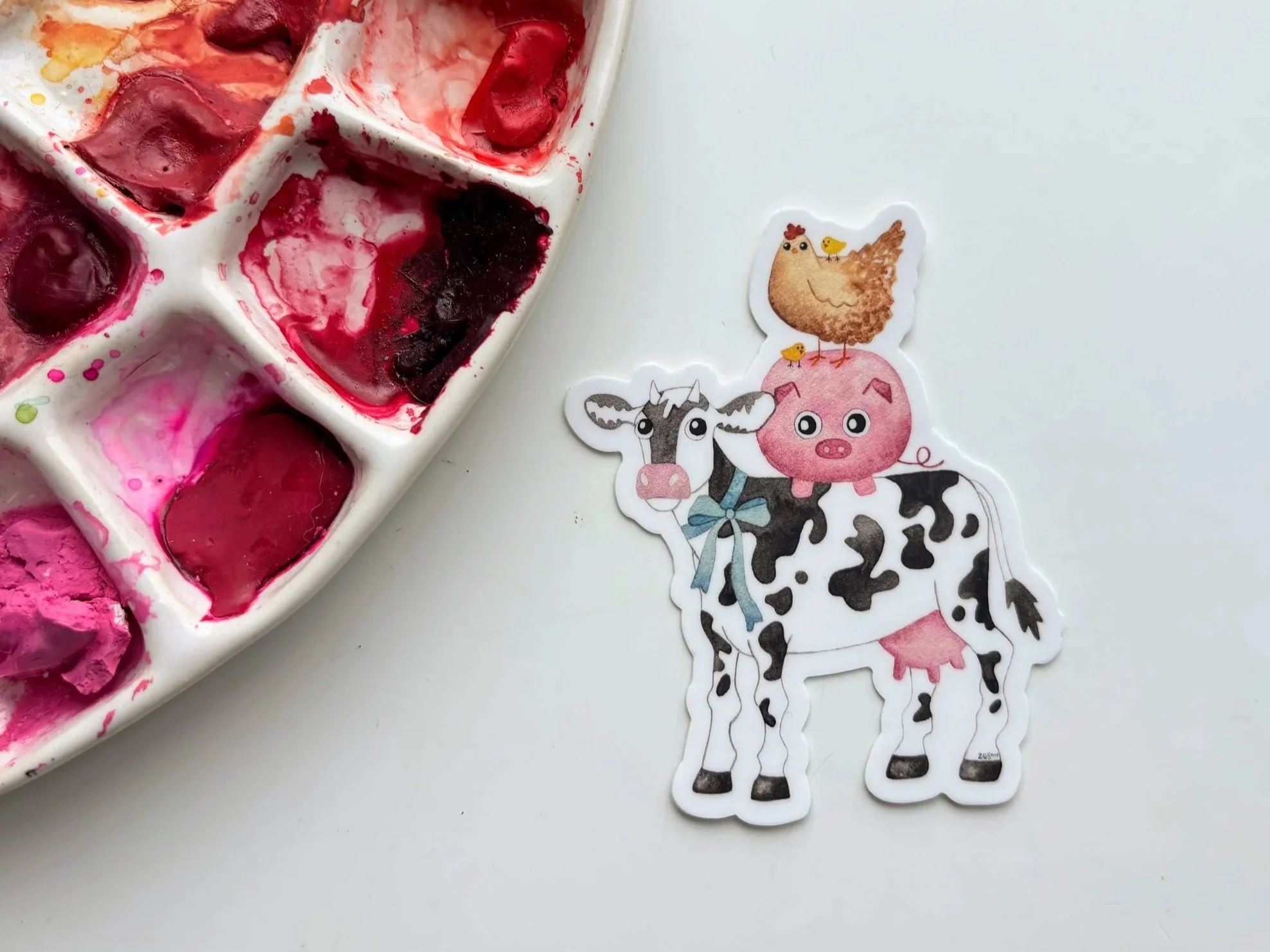 Cow, Pig, and Chicken Friends Sticker