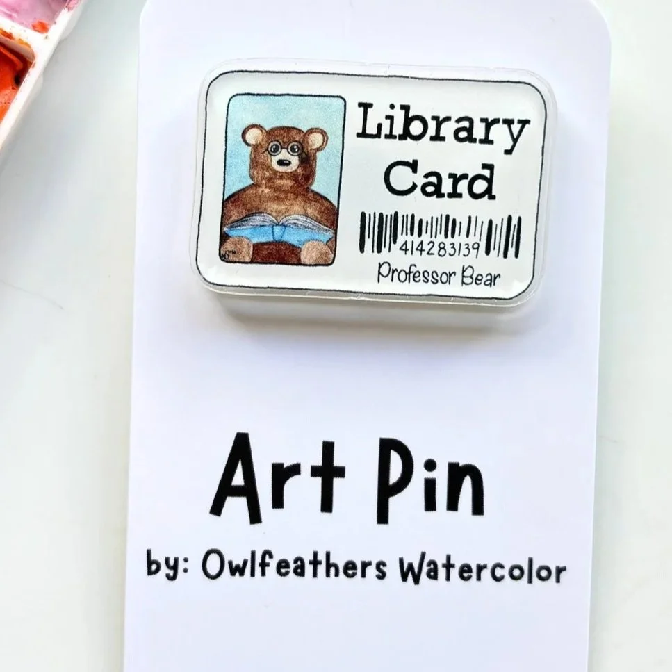 Library Card Bear Pin