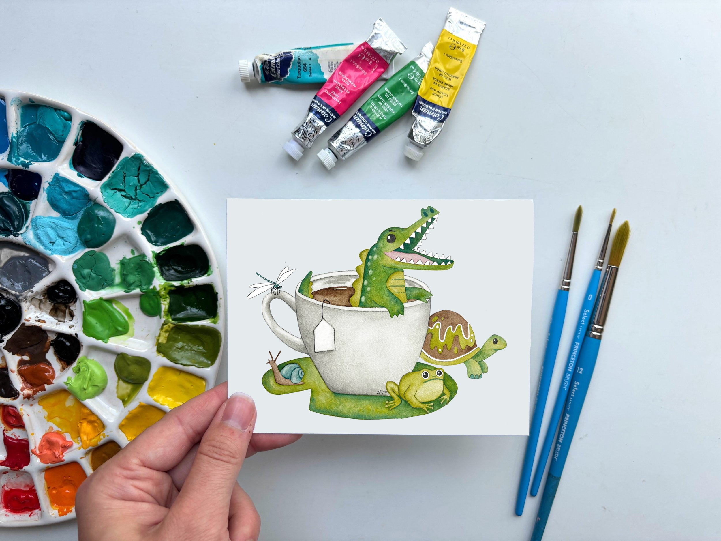 Alligator Teacup Greeting Card