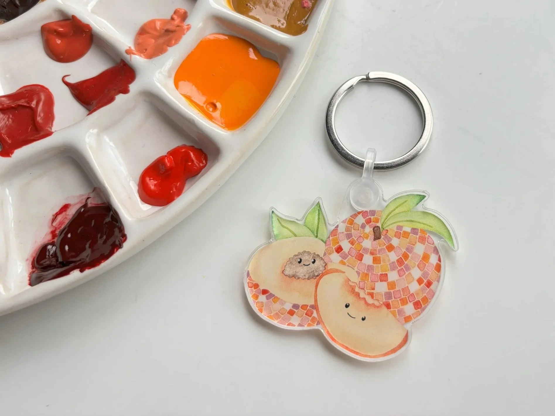 Disco Peach Keychain