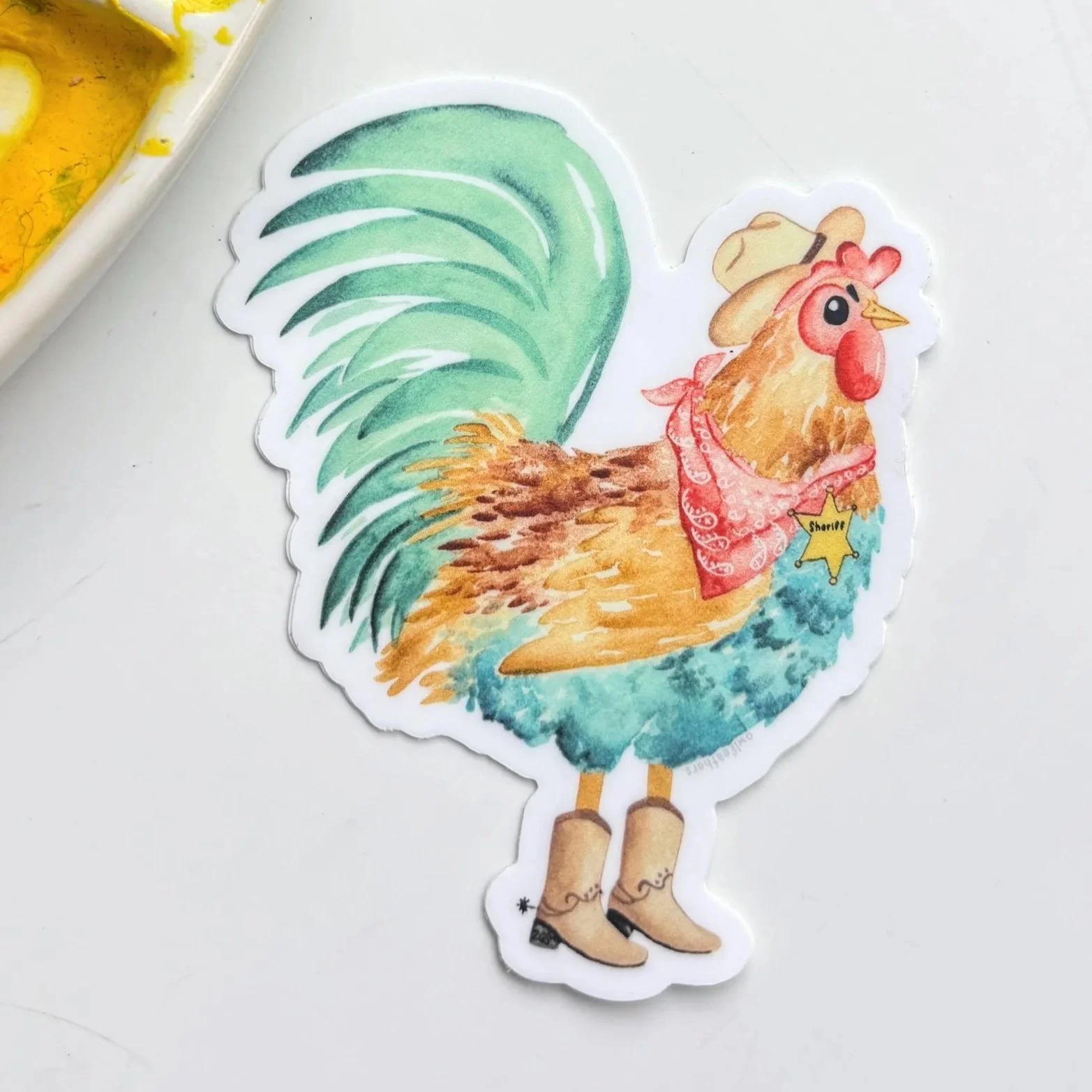 Rooster Cowboy Sticker