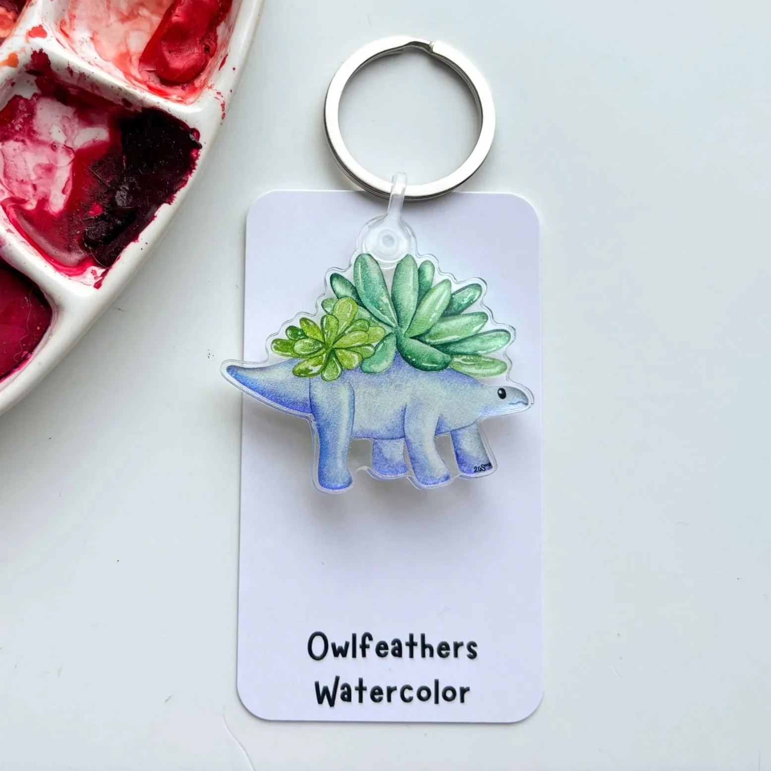 Succulent Dinosaur Keychain
