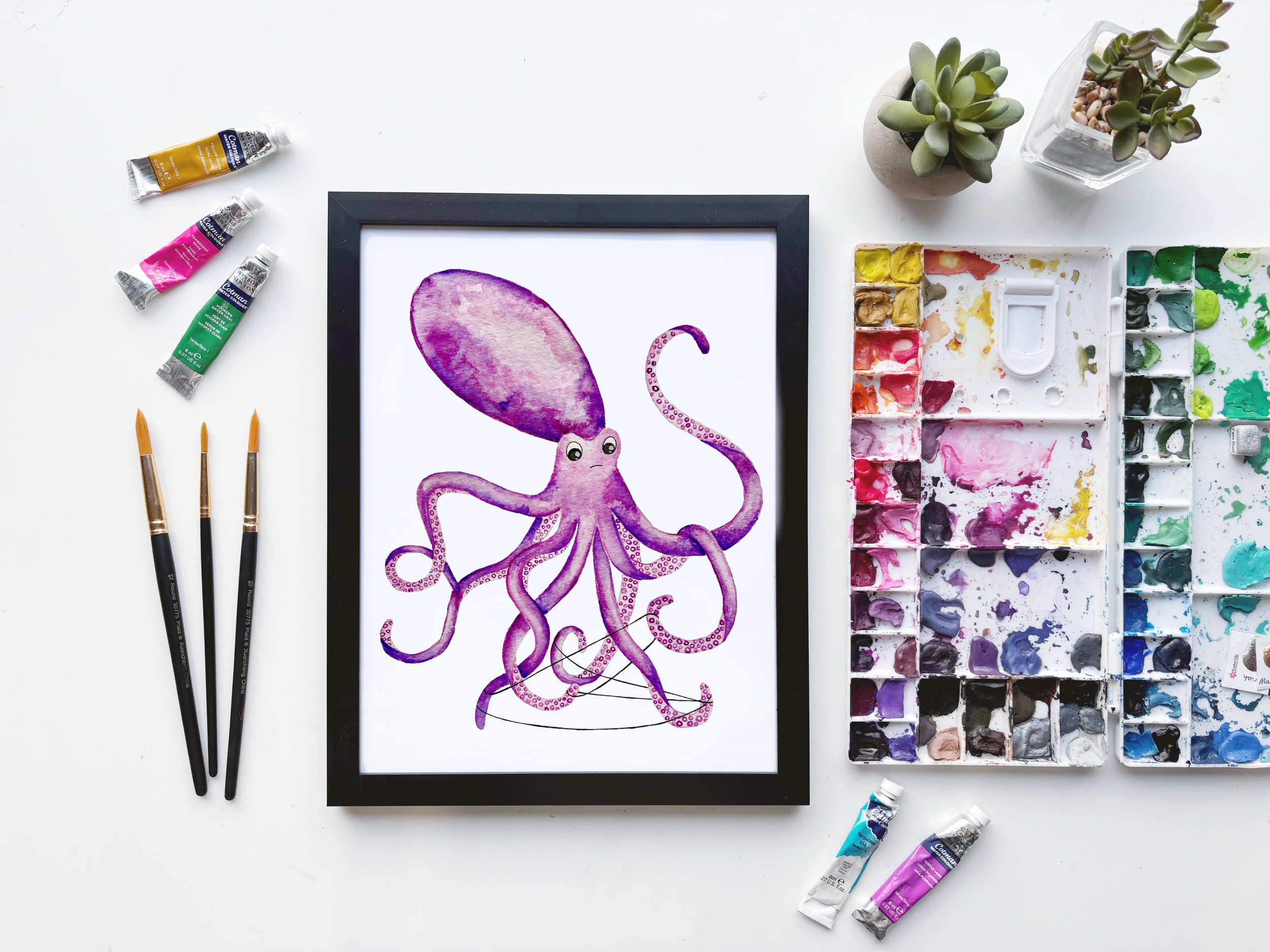 Purple Octopus Watercolor Print