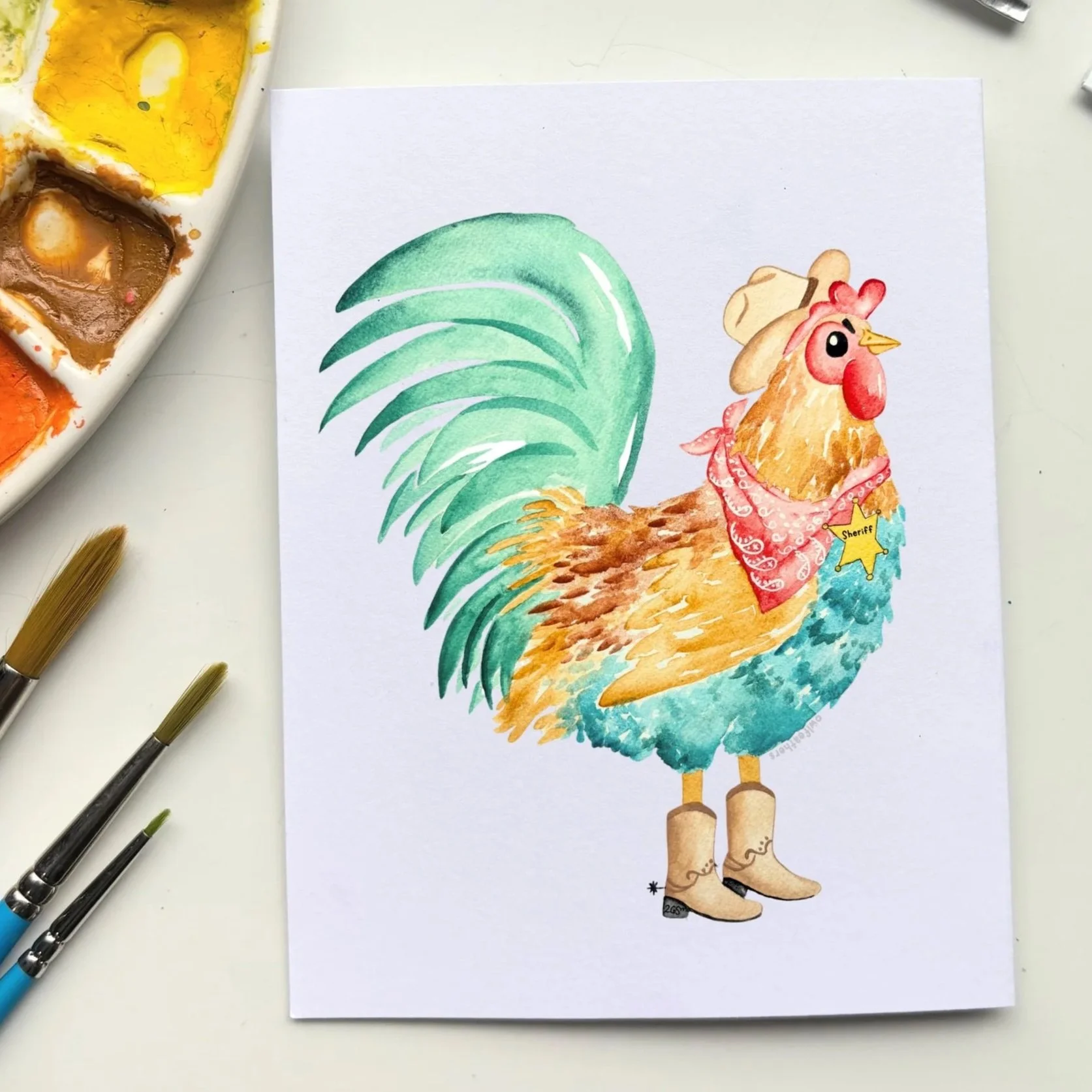 Rooster Cowboy Greeting Card