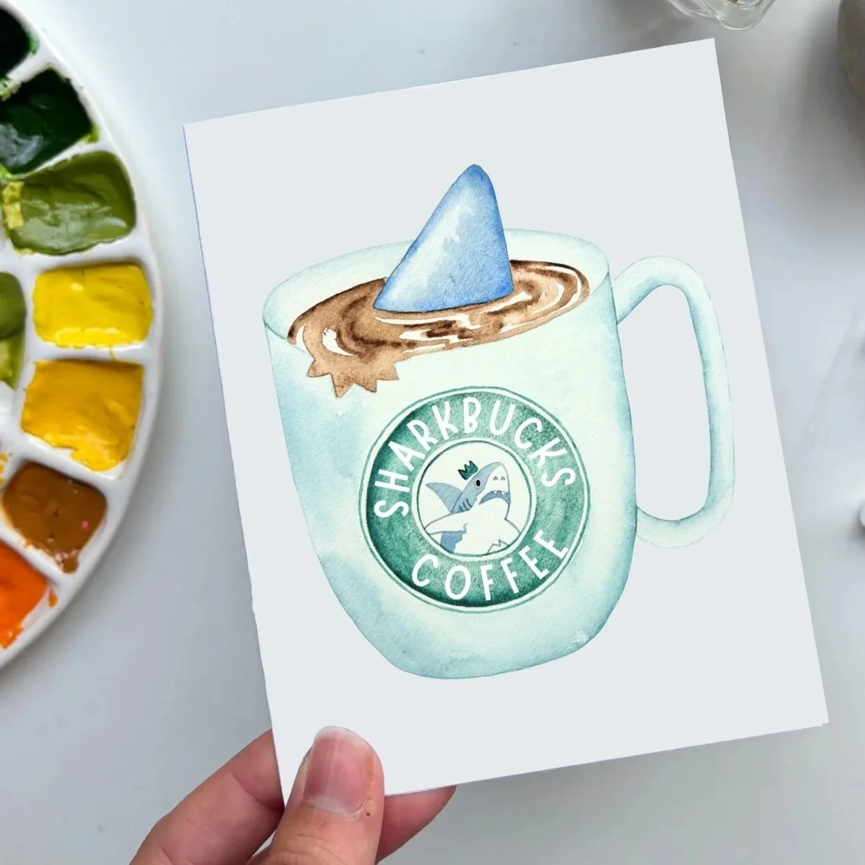 Shark Coffee Greeting Card