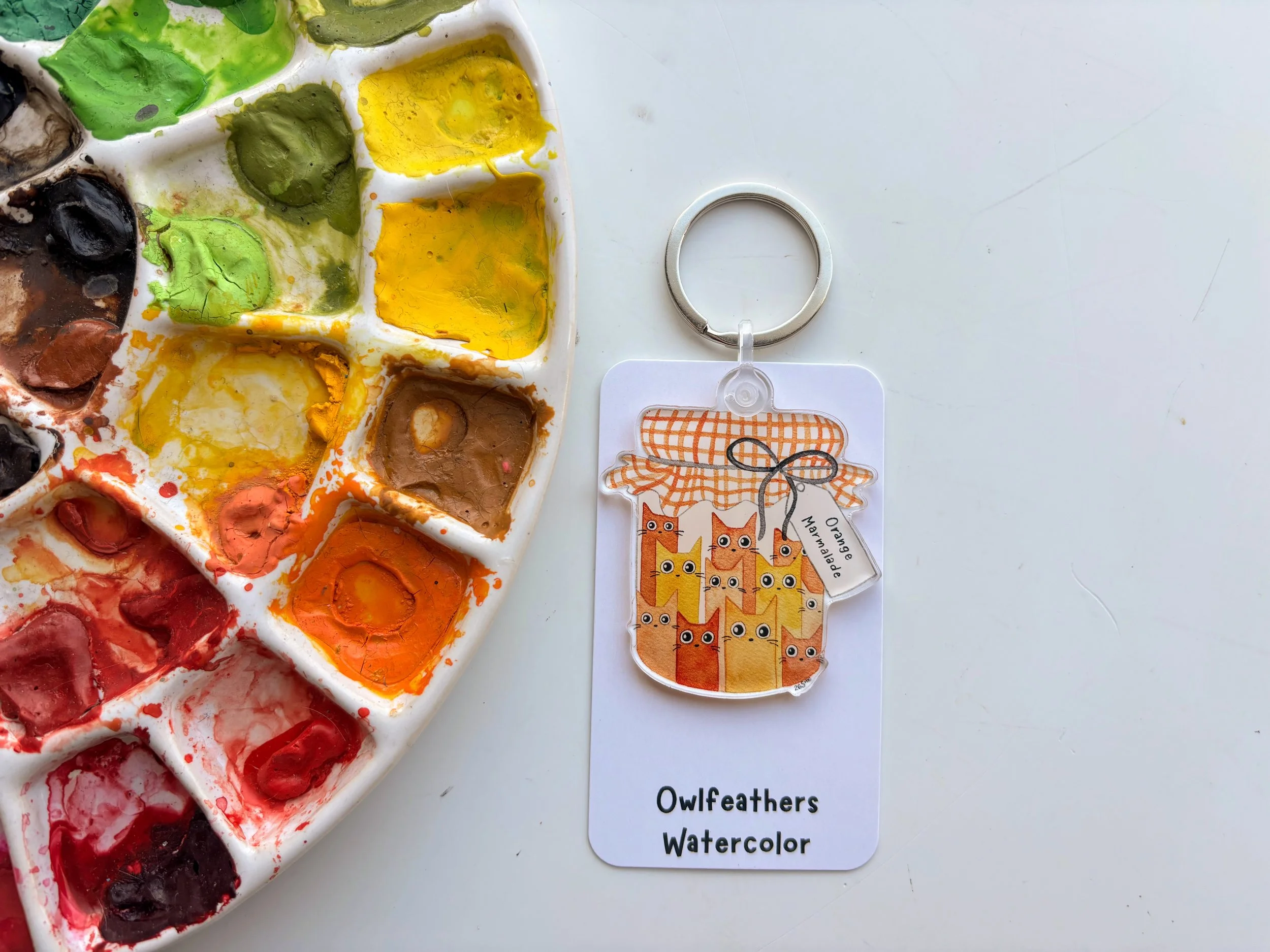 Cat Marmalade Orange Watercolor Keychain