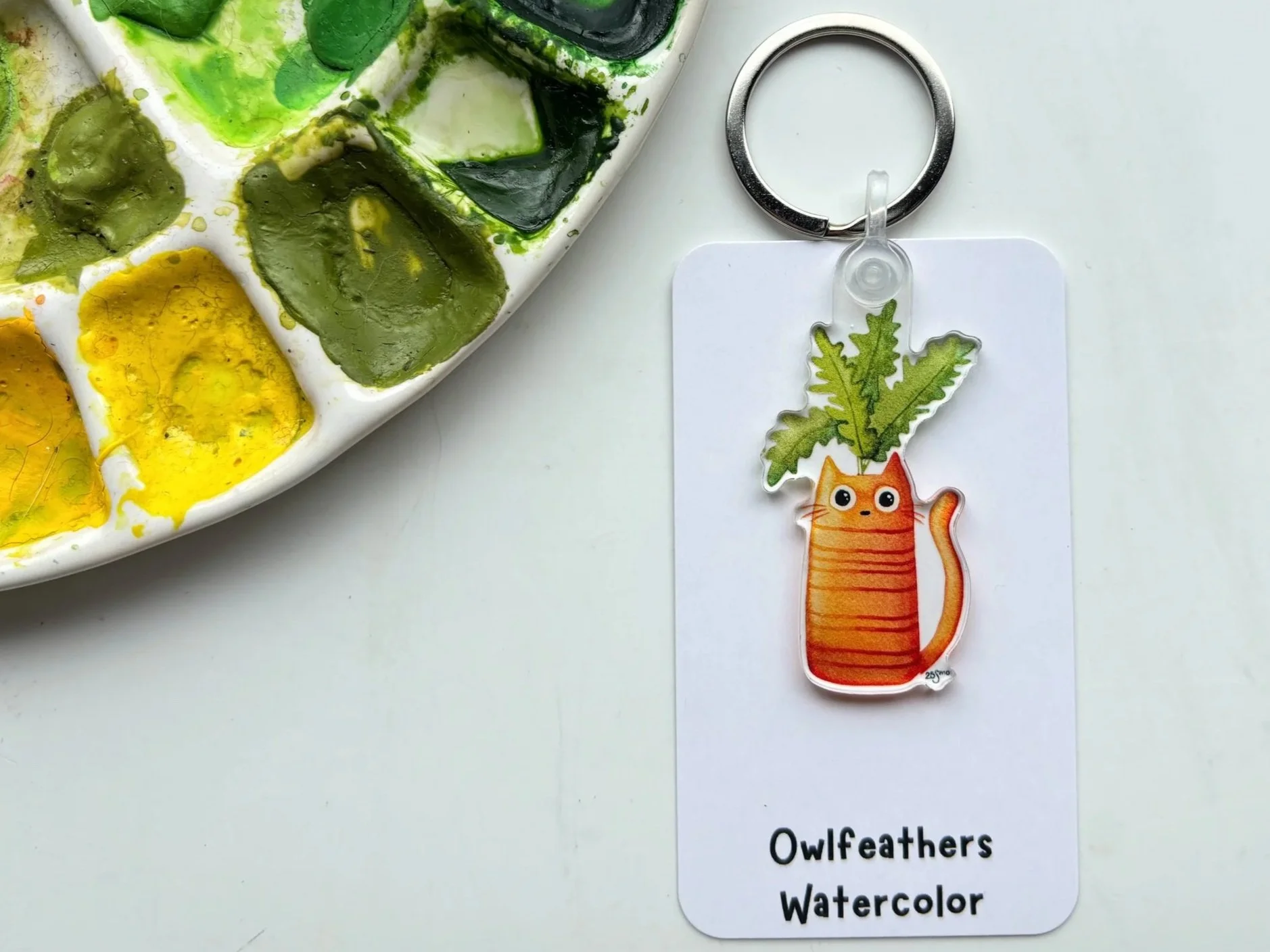 Orange Carrot Cat Keychain