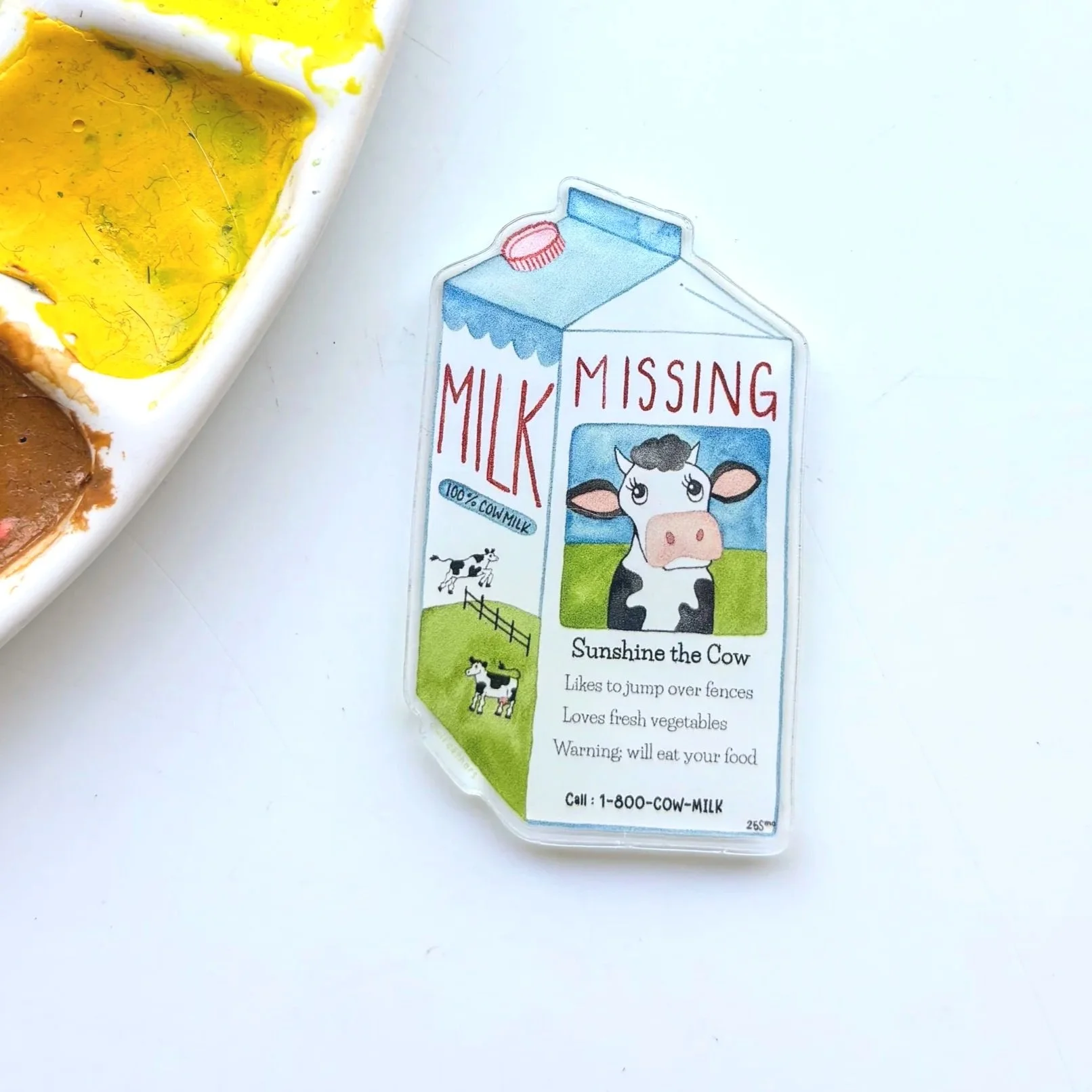 Milk Carton Cow Acrylic Magnet