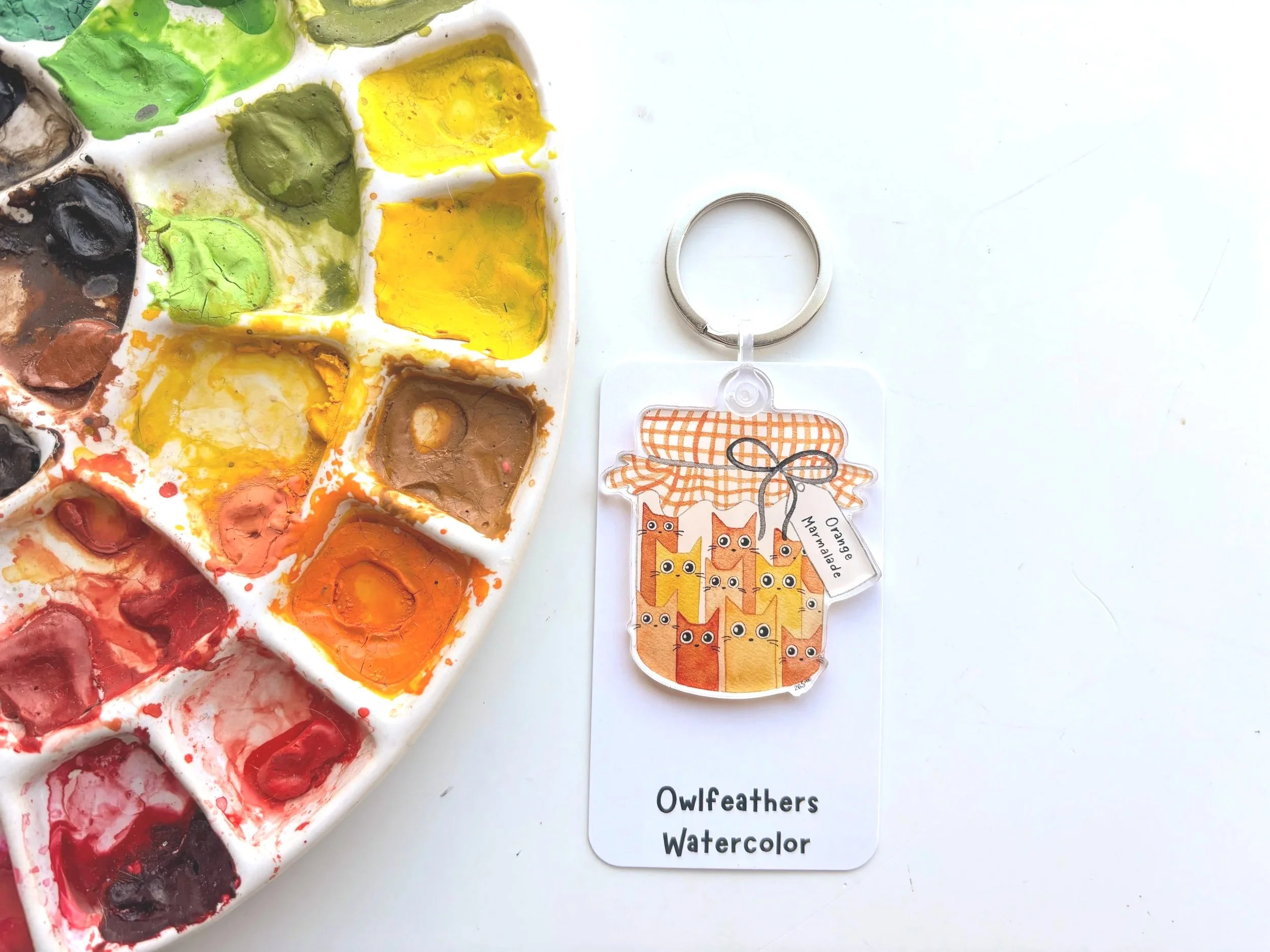 Cat Marmalade Orange Watercolor Keychain