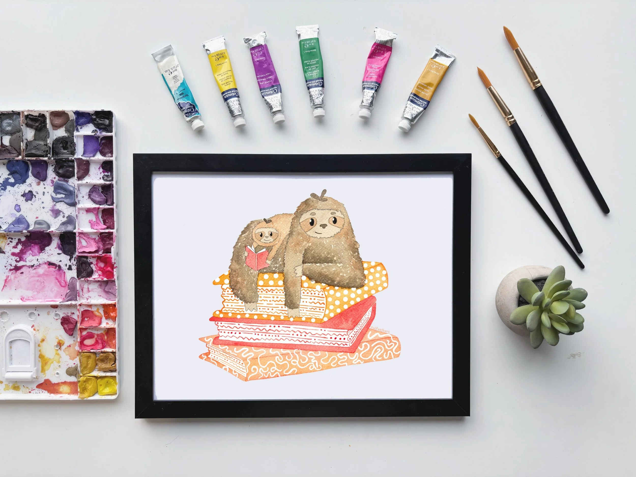 Sloth Reading Books Print