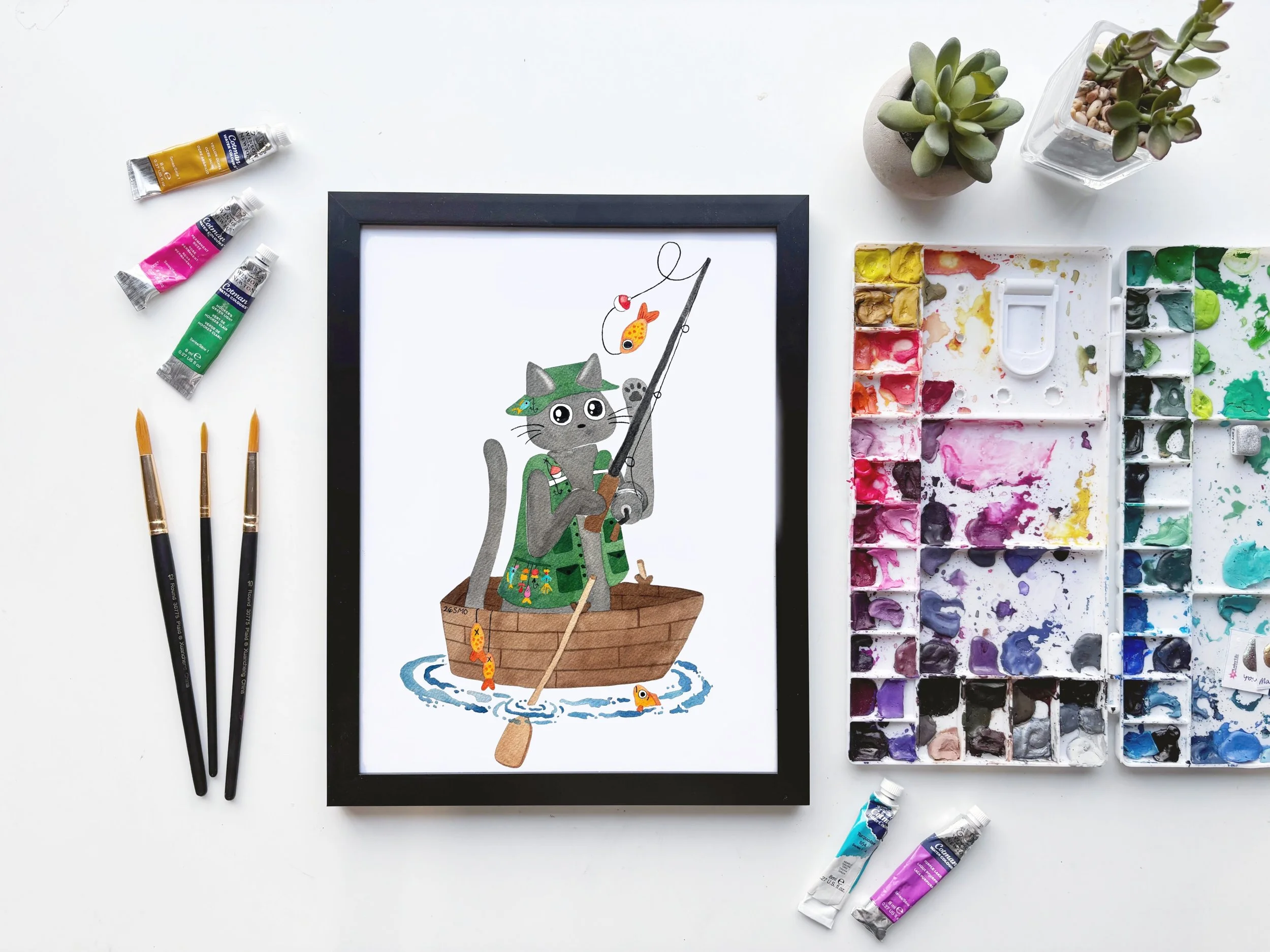 Cat Fisherman Print