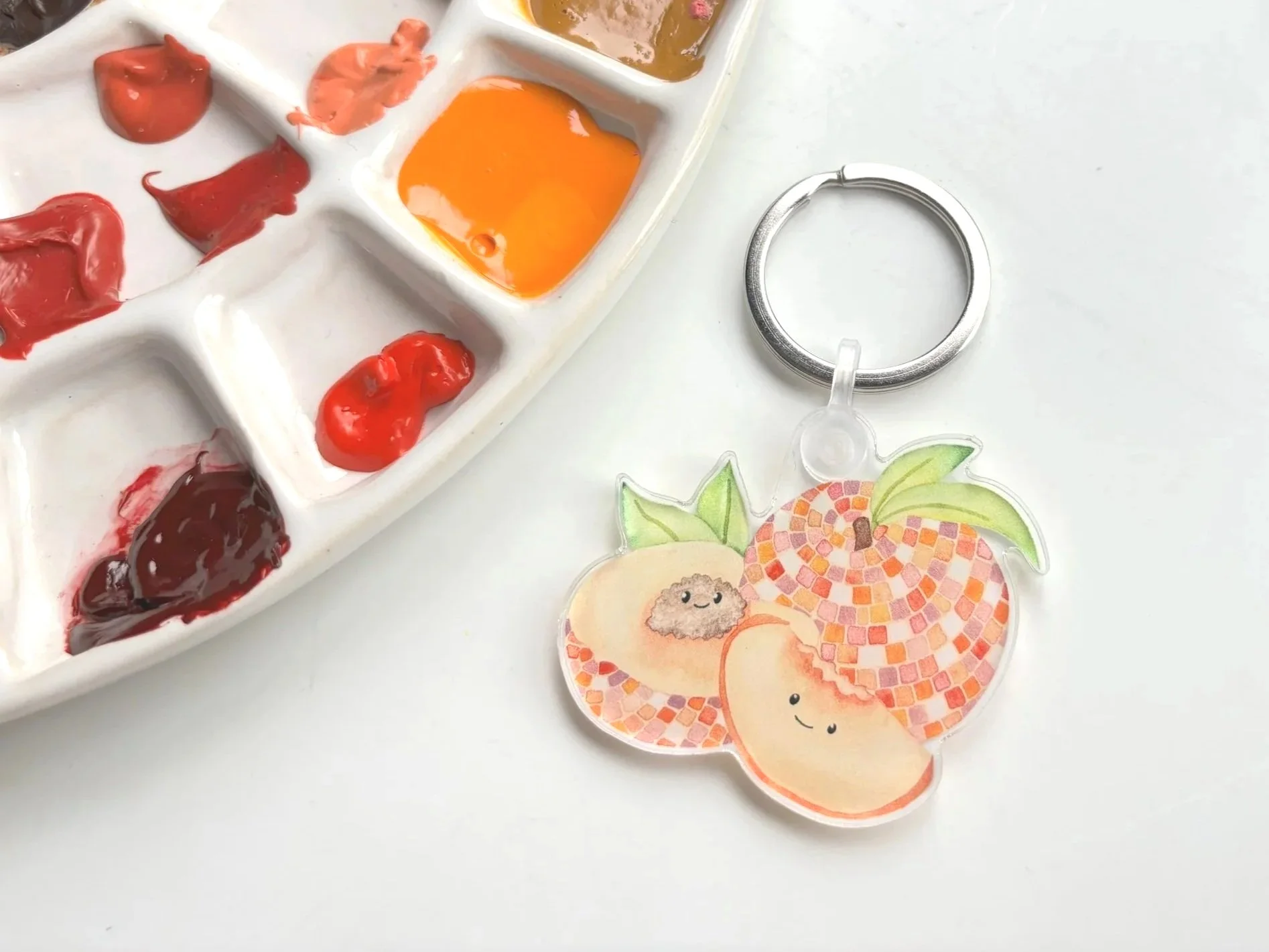 Disco Peach Keychain