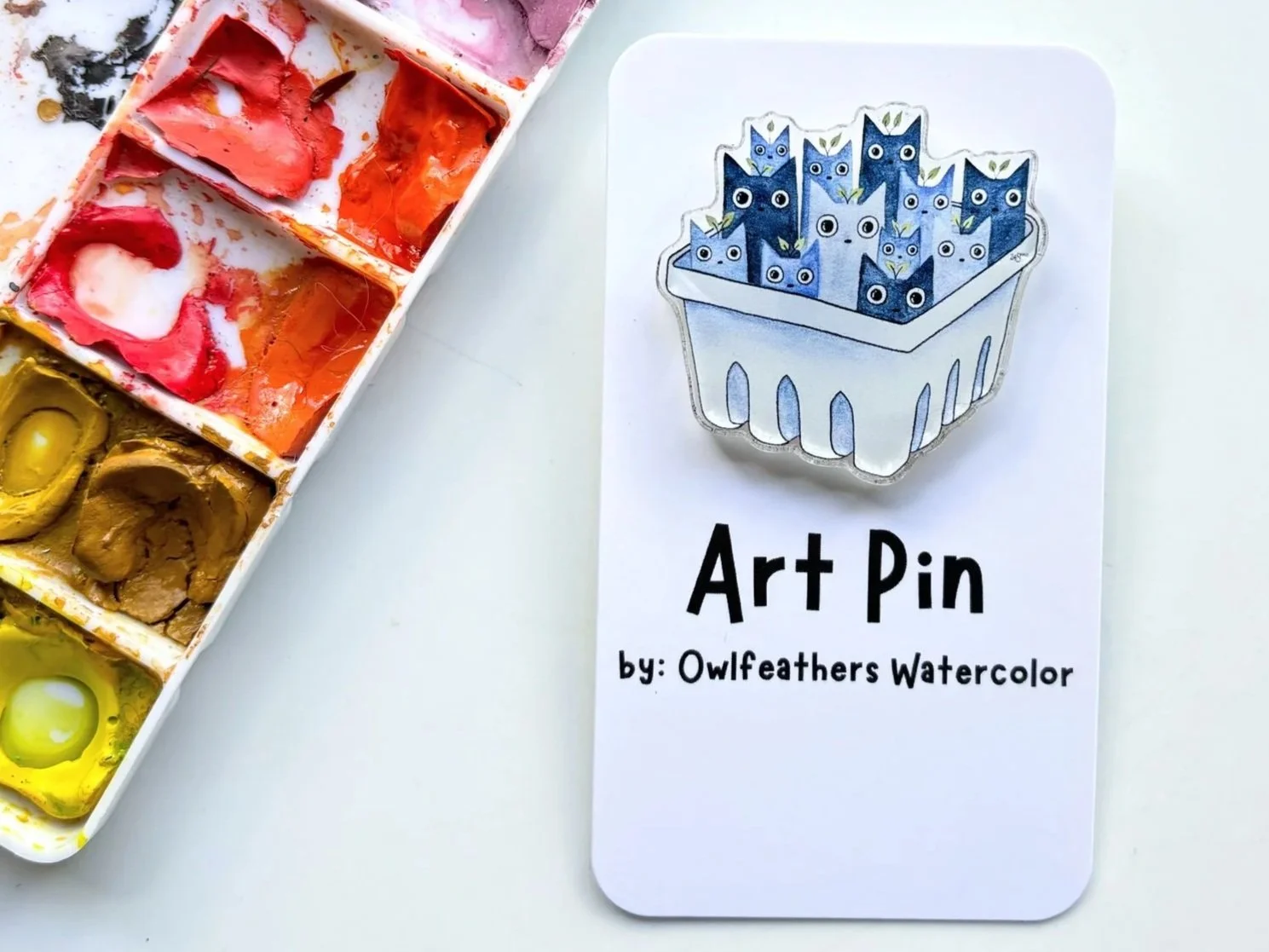 Cat Blueberries Pin