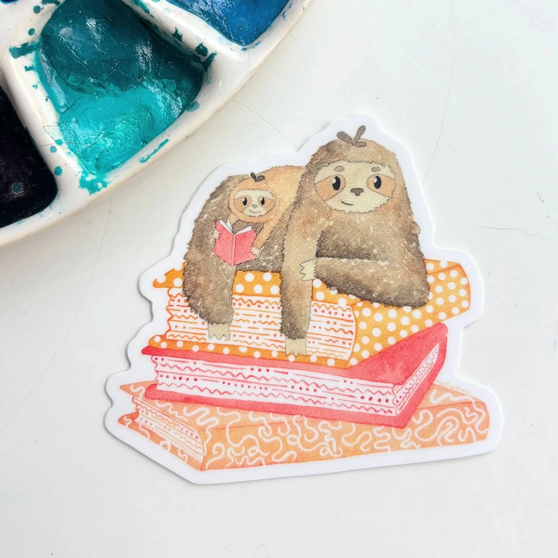 Sloth Reading Books Sticker