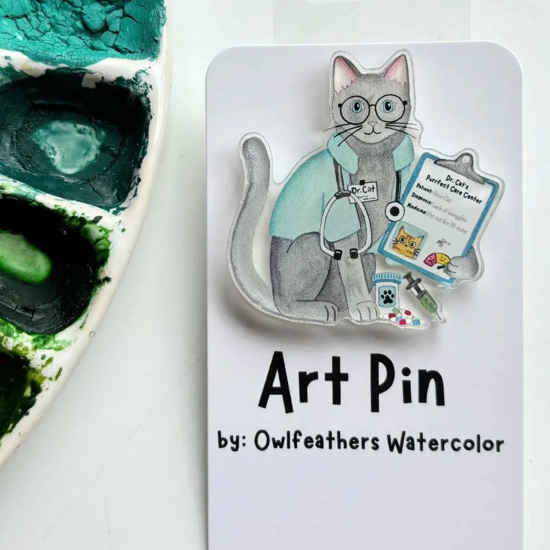 Cat Veternarian, Nurse, Doctor Medical Acrylic Pin