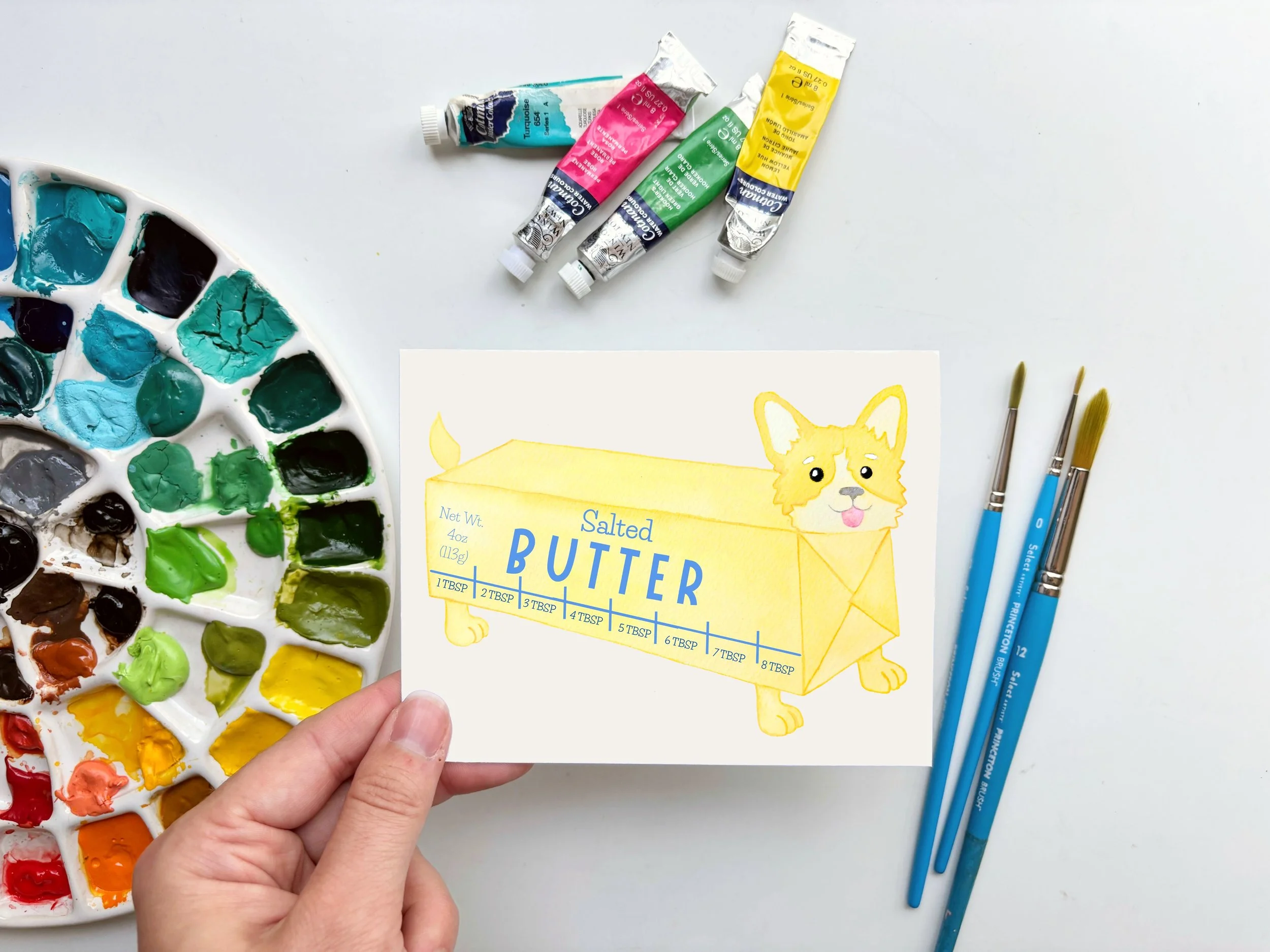 Butter Stick Corgi Dog Greeting Card