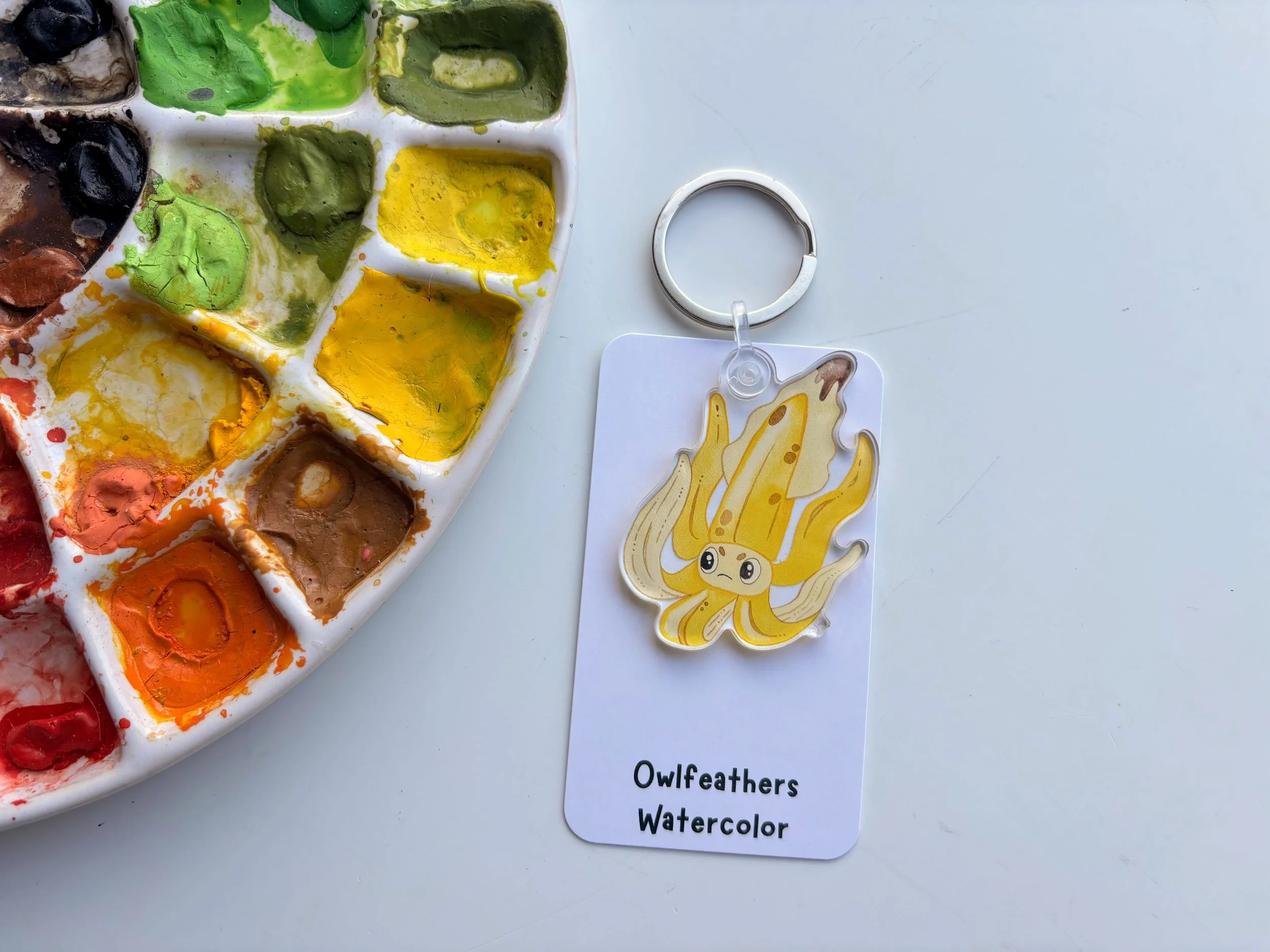 Banana Squid Watercolor Keychain