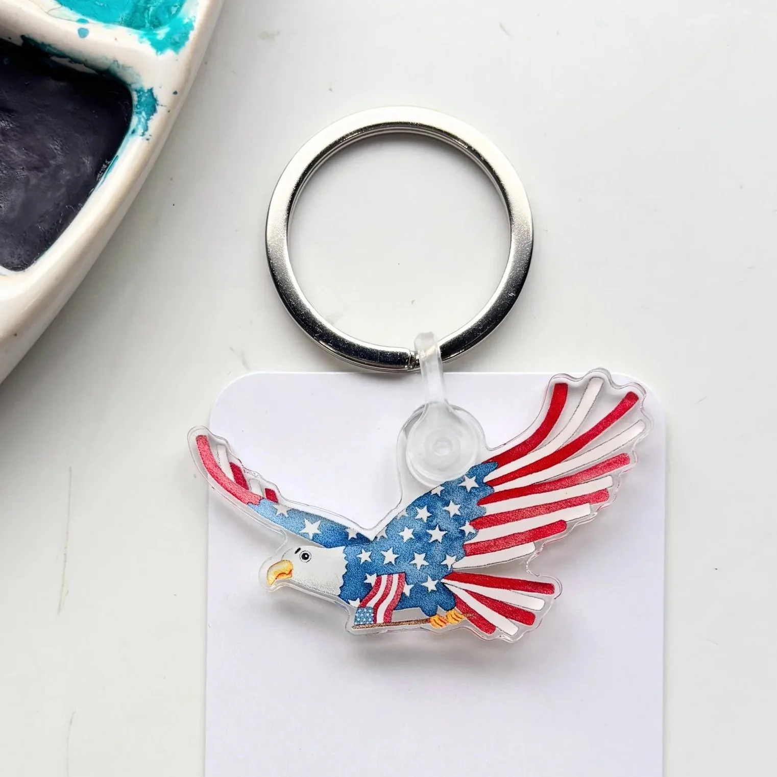 American Flag Eagle Keychain