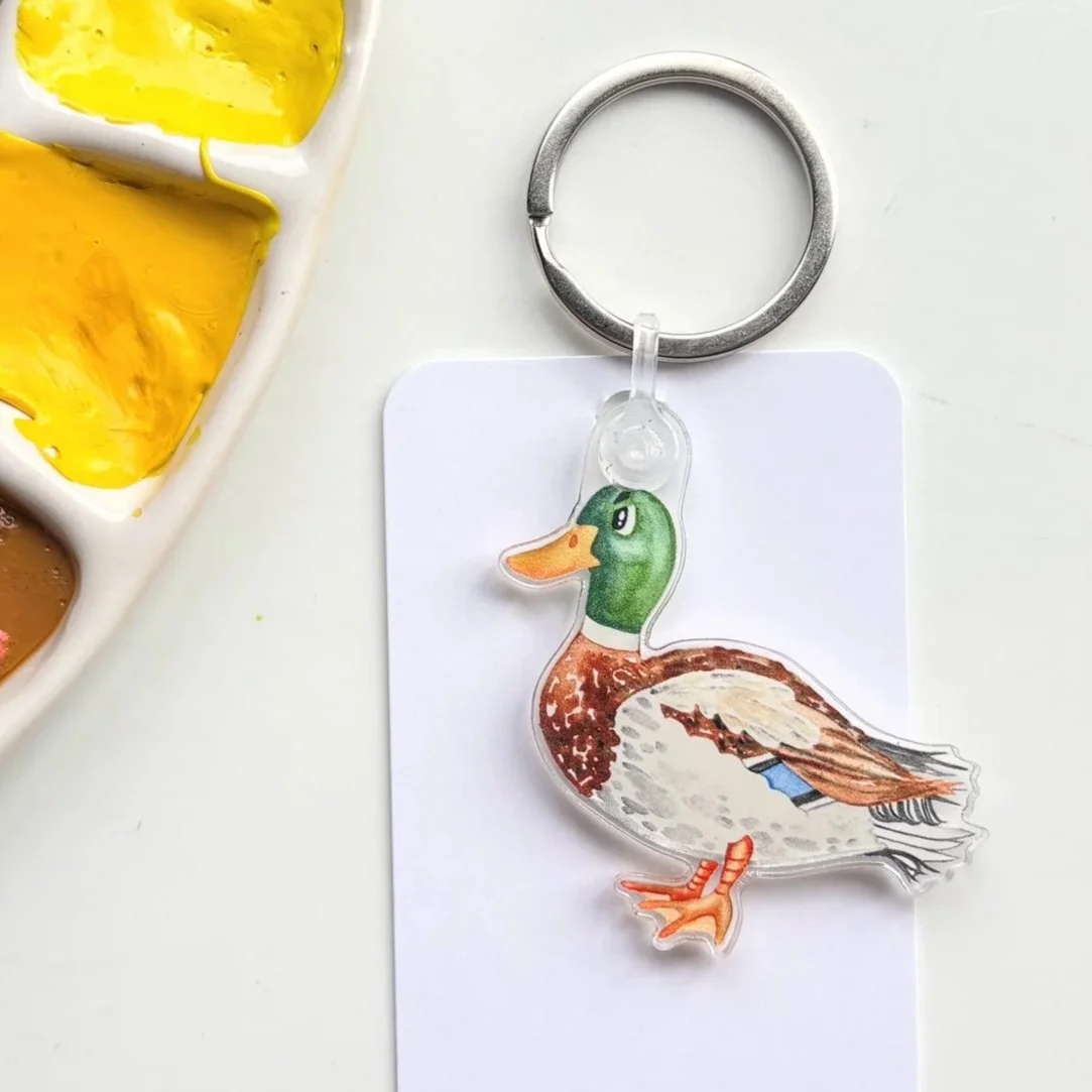Mallard Duck Watercolor Keychain