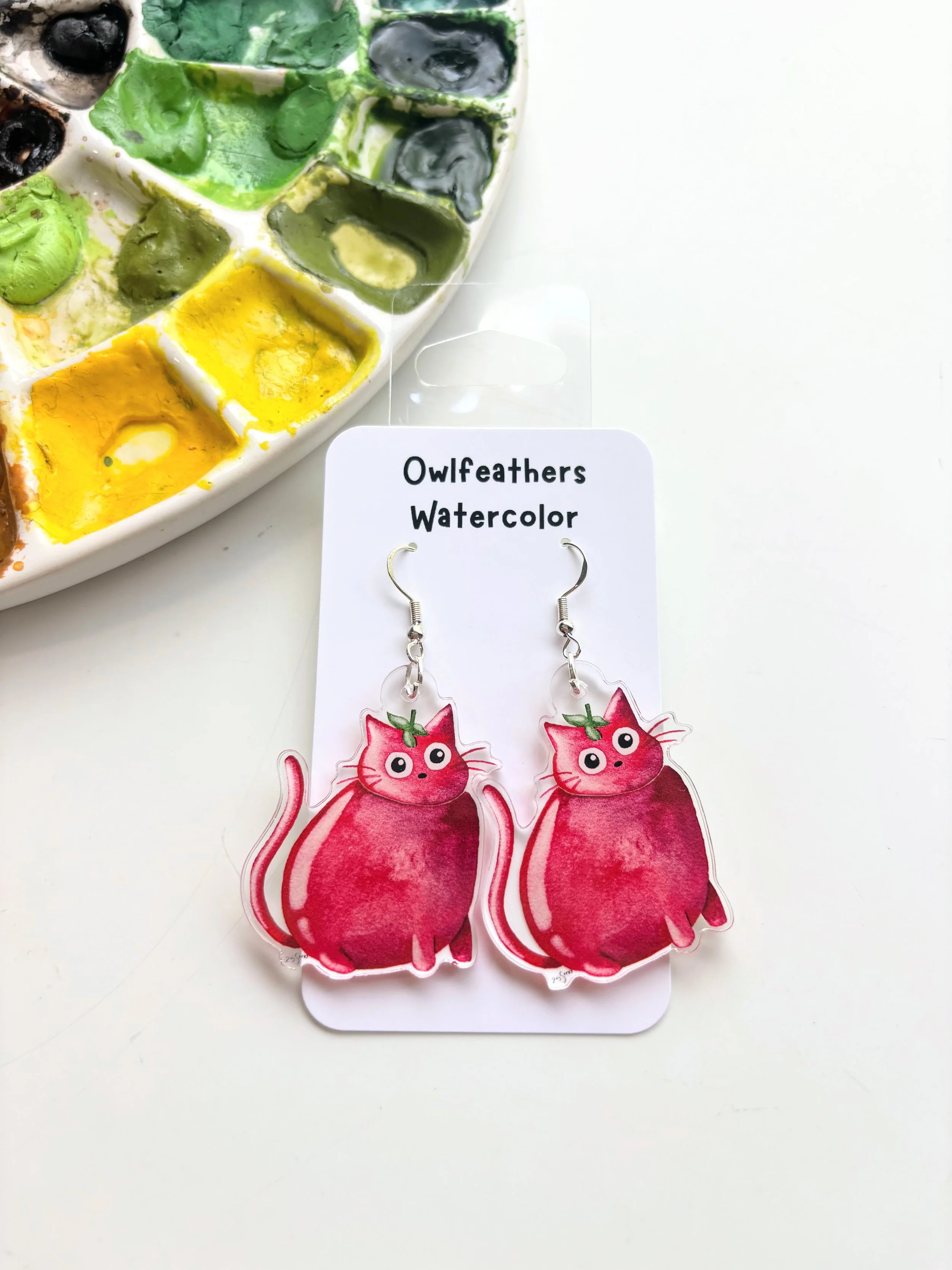 Tomato Cat Earrings