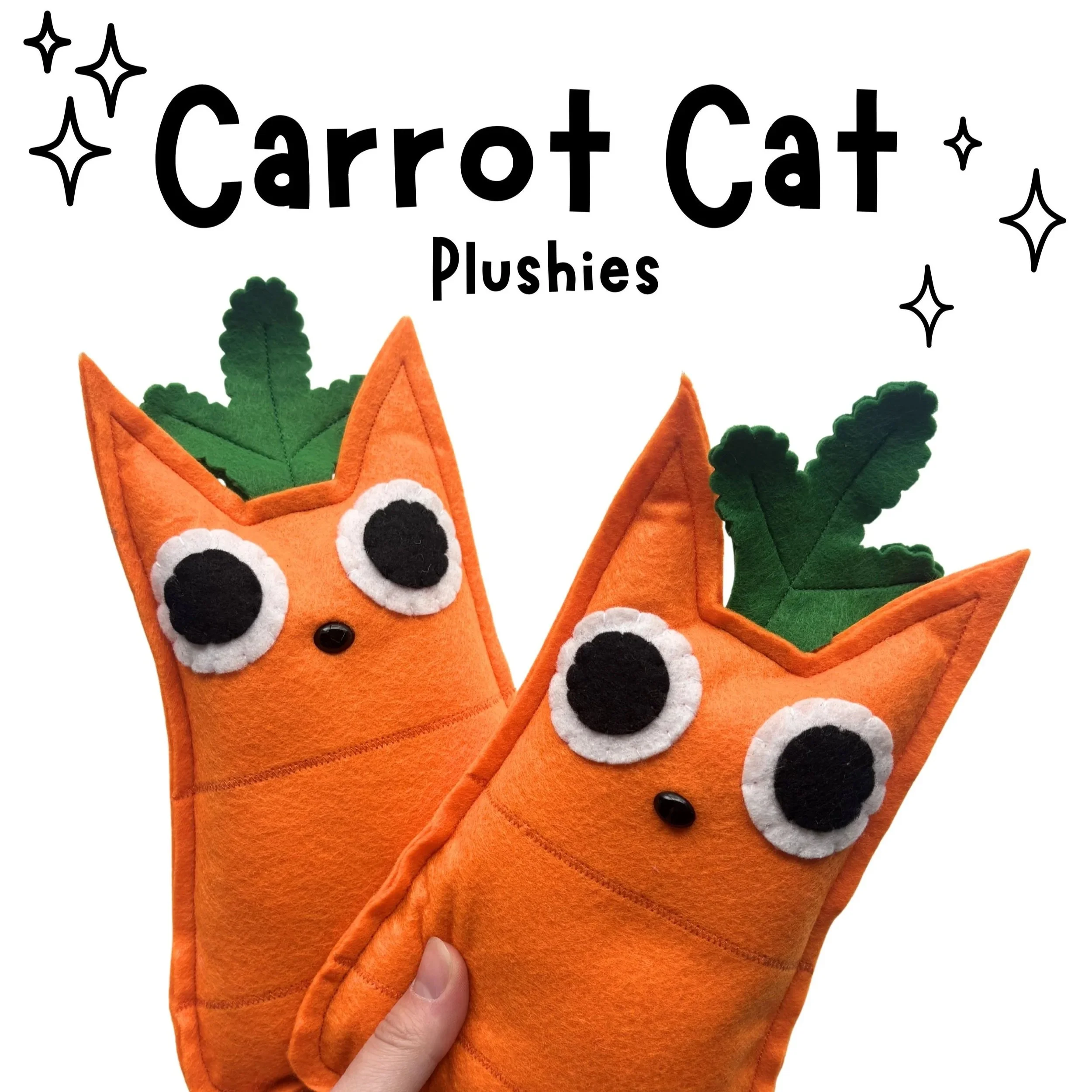 A colorful plush carrot in someone's hand.