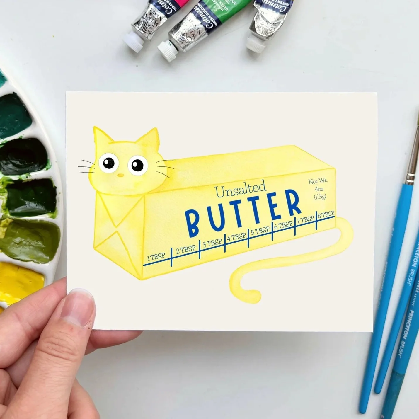 Butter Stick Cat Greeting Card