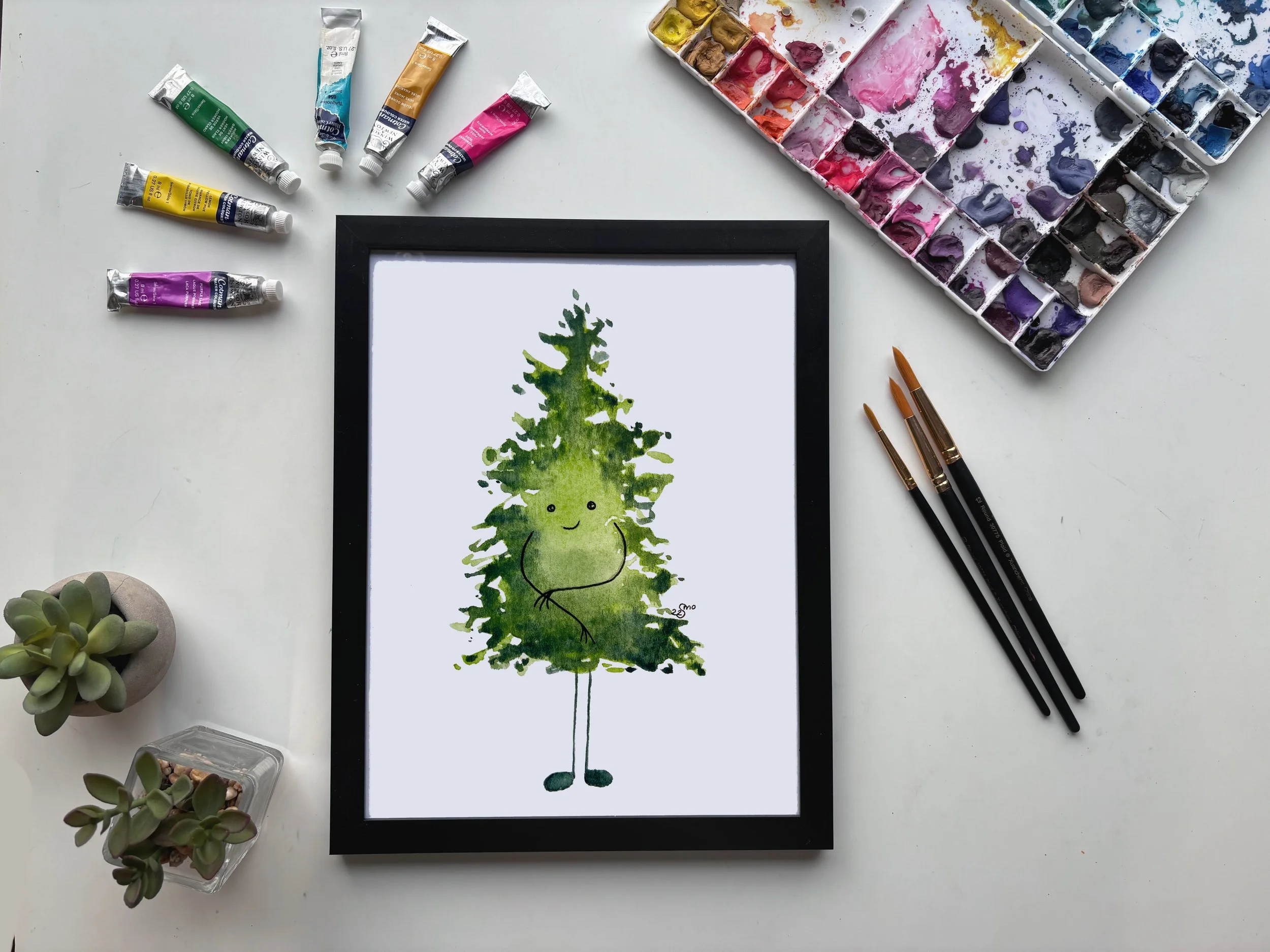 Pine Tree Watercolor Print