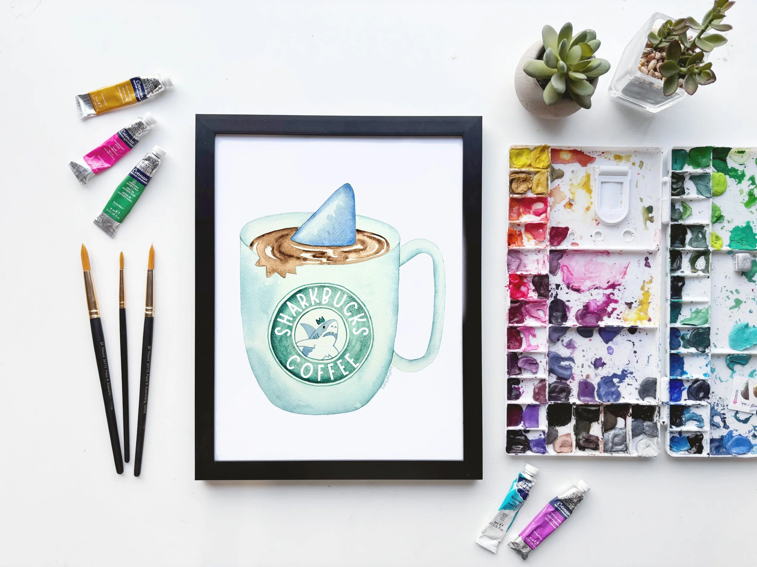 Shark Coffee Print