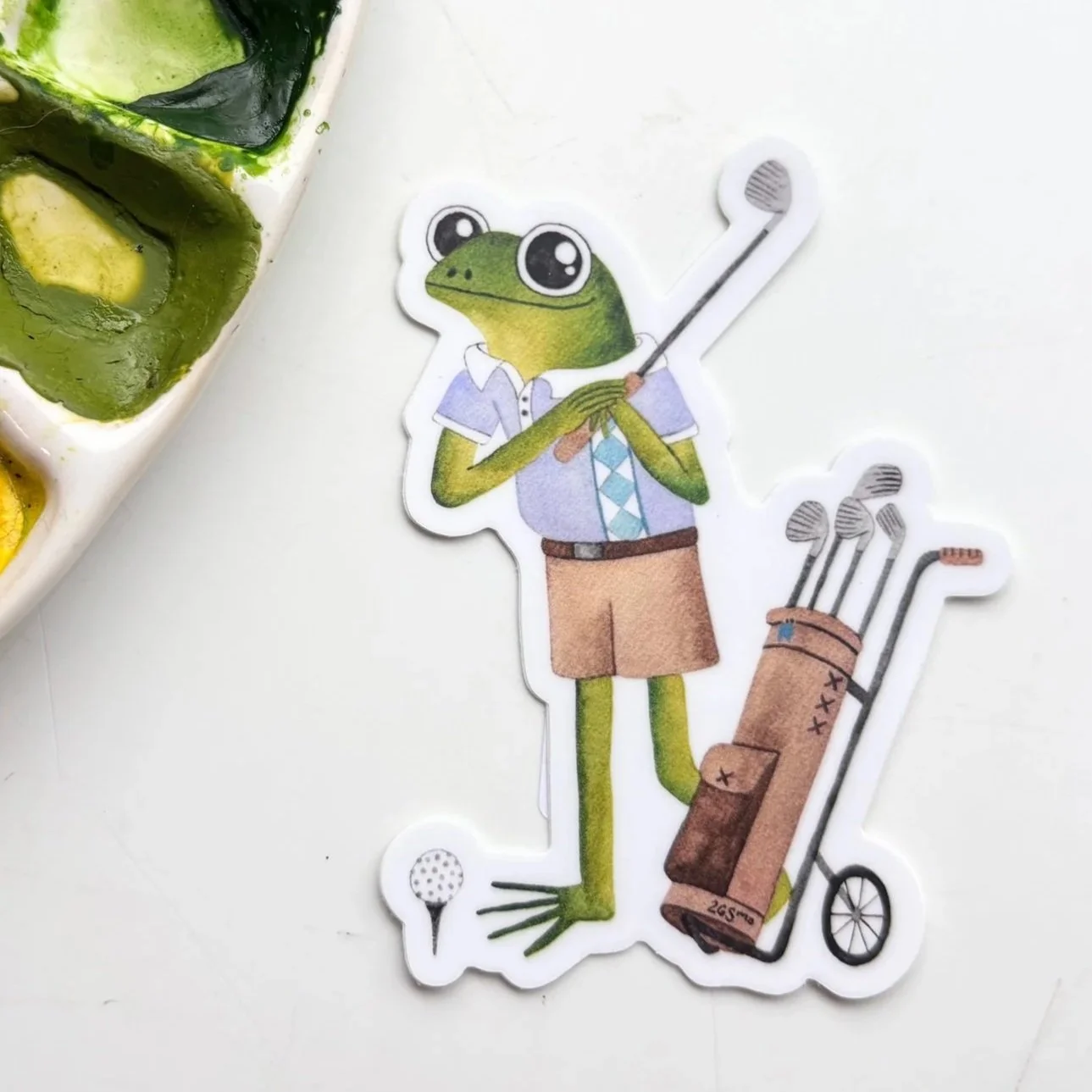 Frog Golfer Vinyl Sticker