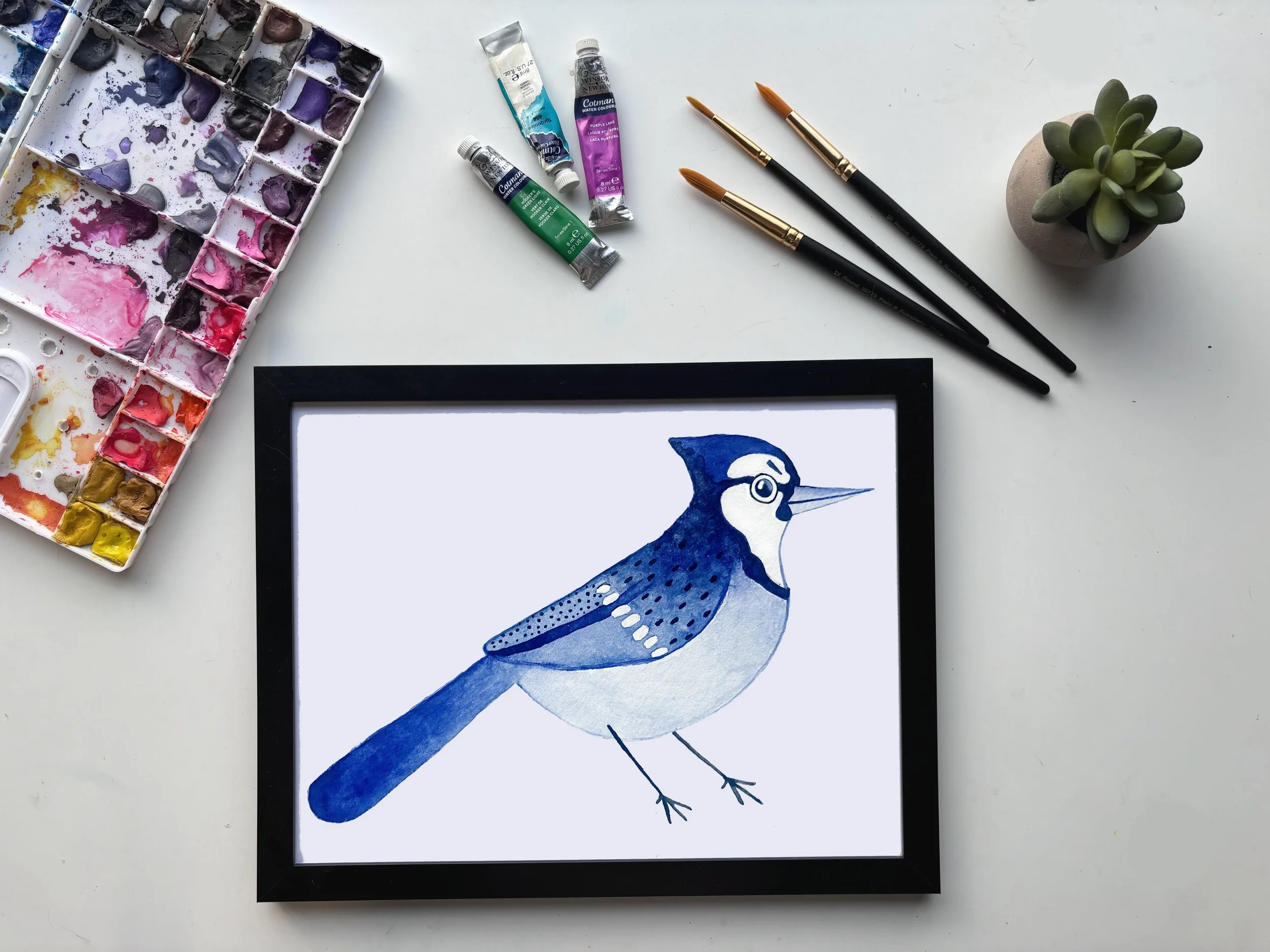 Blue Jay Watercolor Print