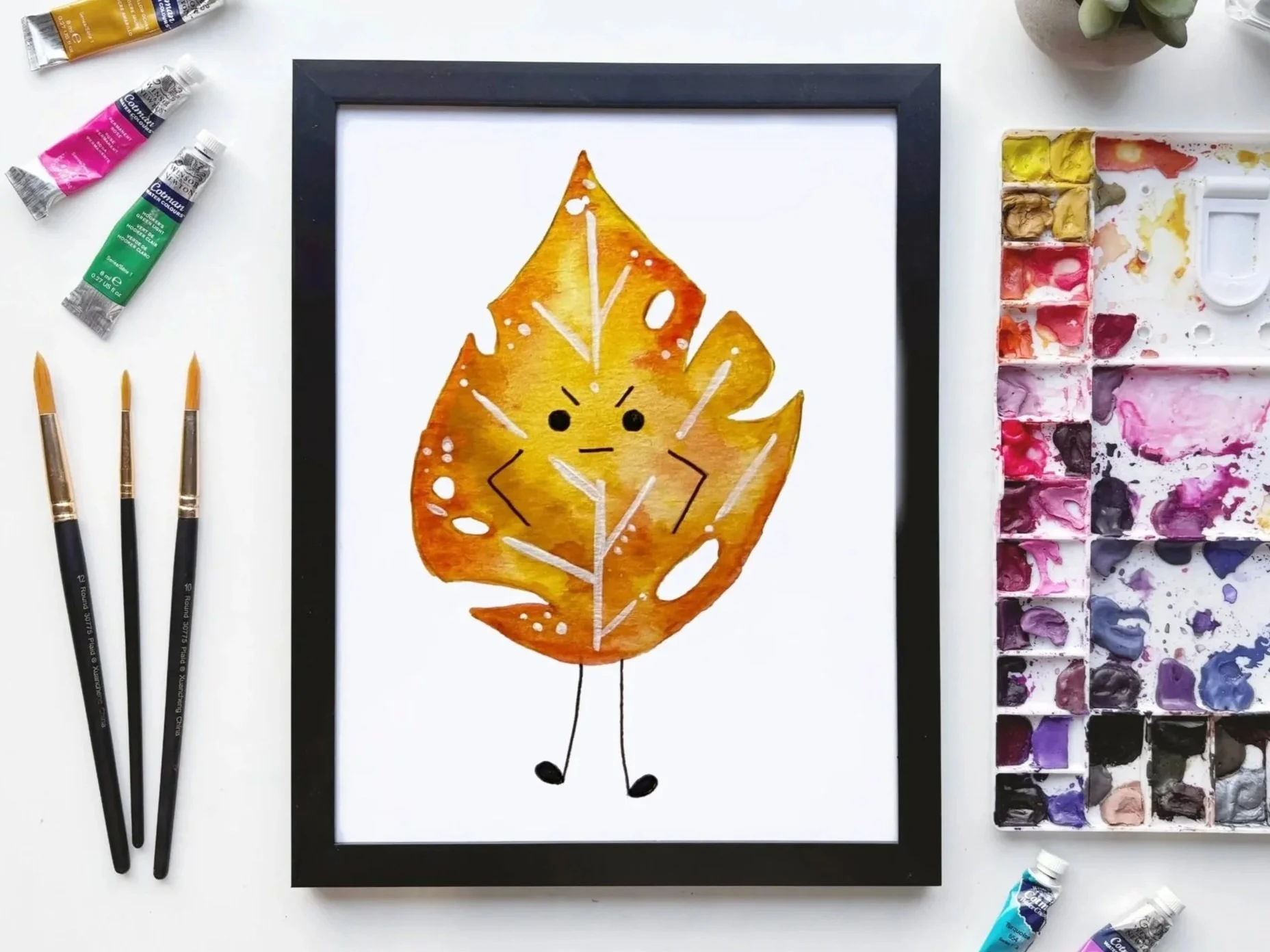 Birch Leaf Watercolor Art Print – Autumn Nature Illustration