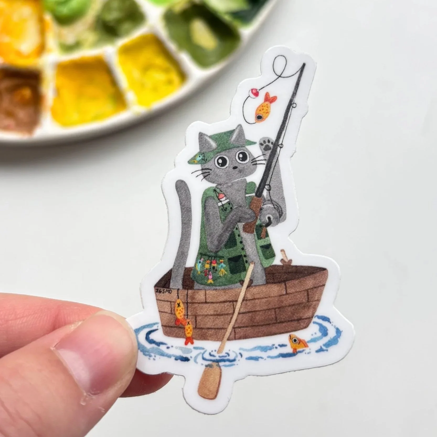 Cat Fisherman Vinyl Sticker