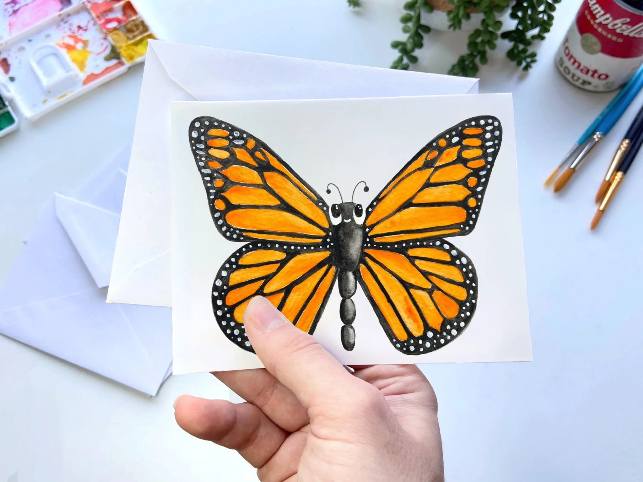 Monarch Butterfly Greeting Card – Watercolor Nature Illustration