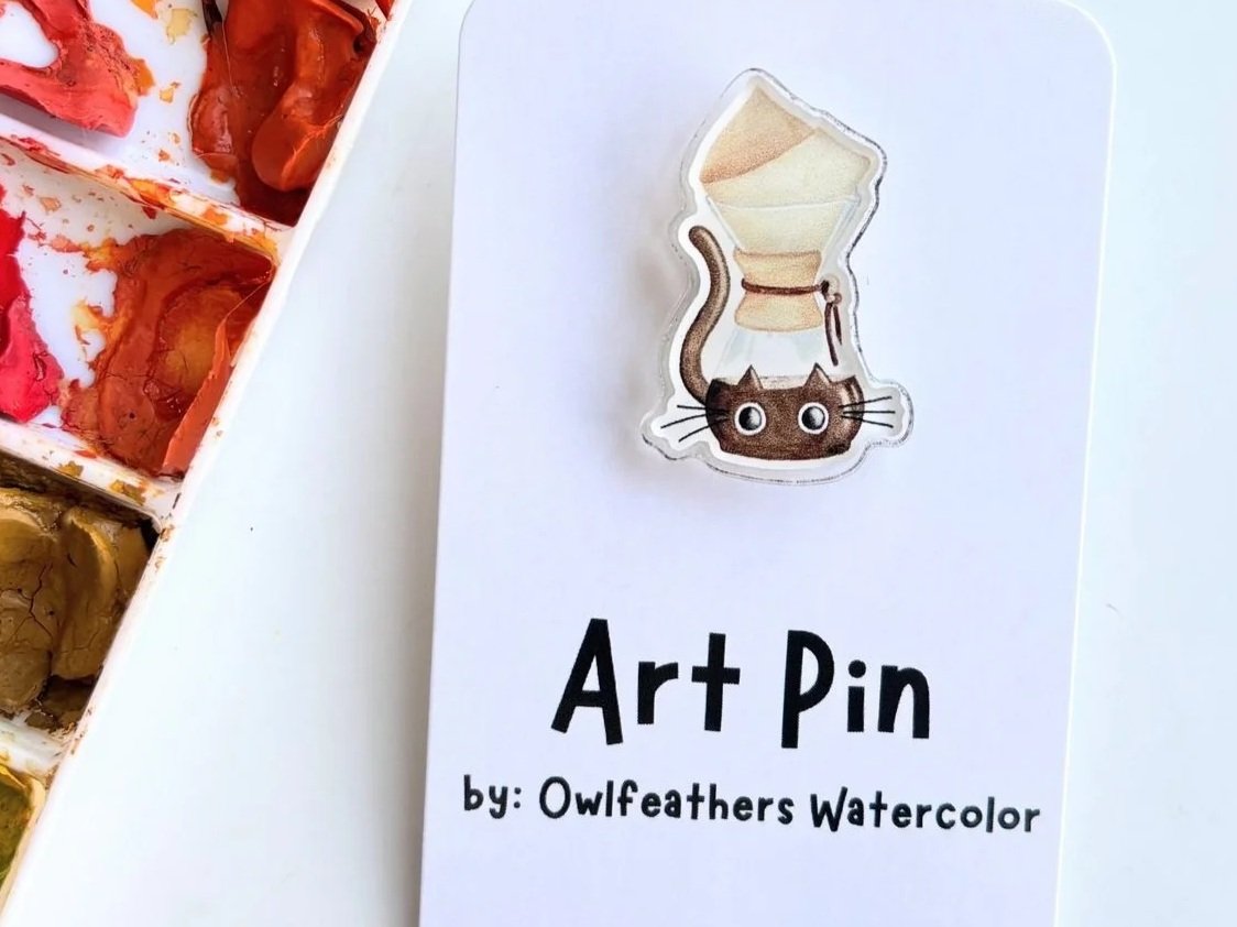 Cat Coffee Pin