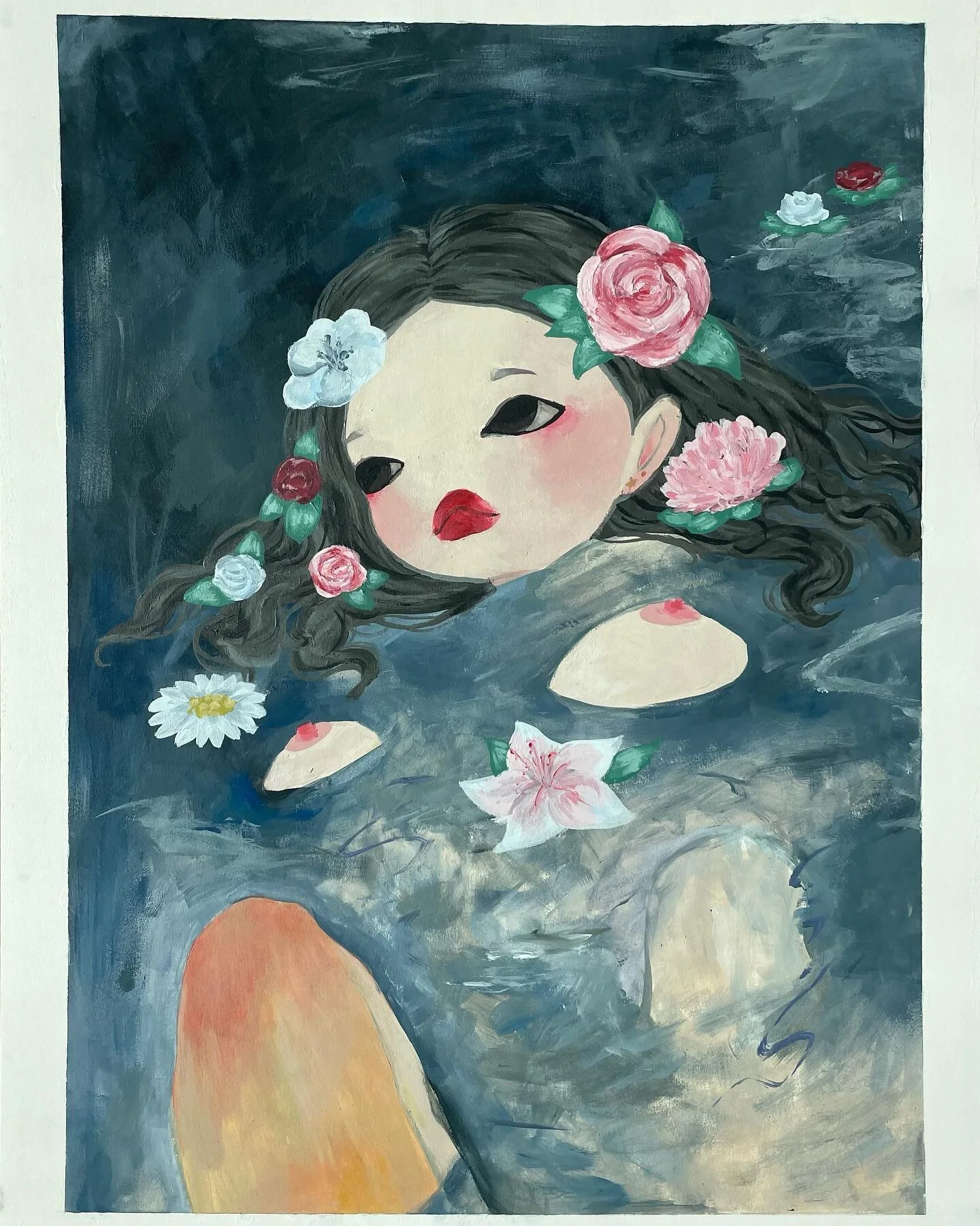 ophelia🌱🪷 
&bull;
a master parody assignment i did based off this piece by 
@takano.aya !!
&bull;
&bull;
&bull;
&bull;
#art #artistsoninstagram #artist #artwork #artofinstagram #acrylicpainting #oilpainting #ophelia #painting #paintings #paint #flo