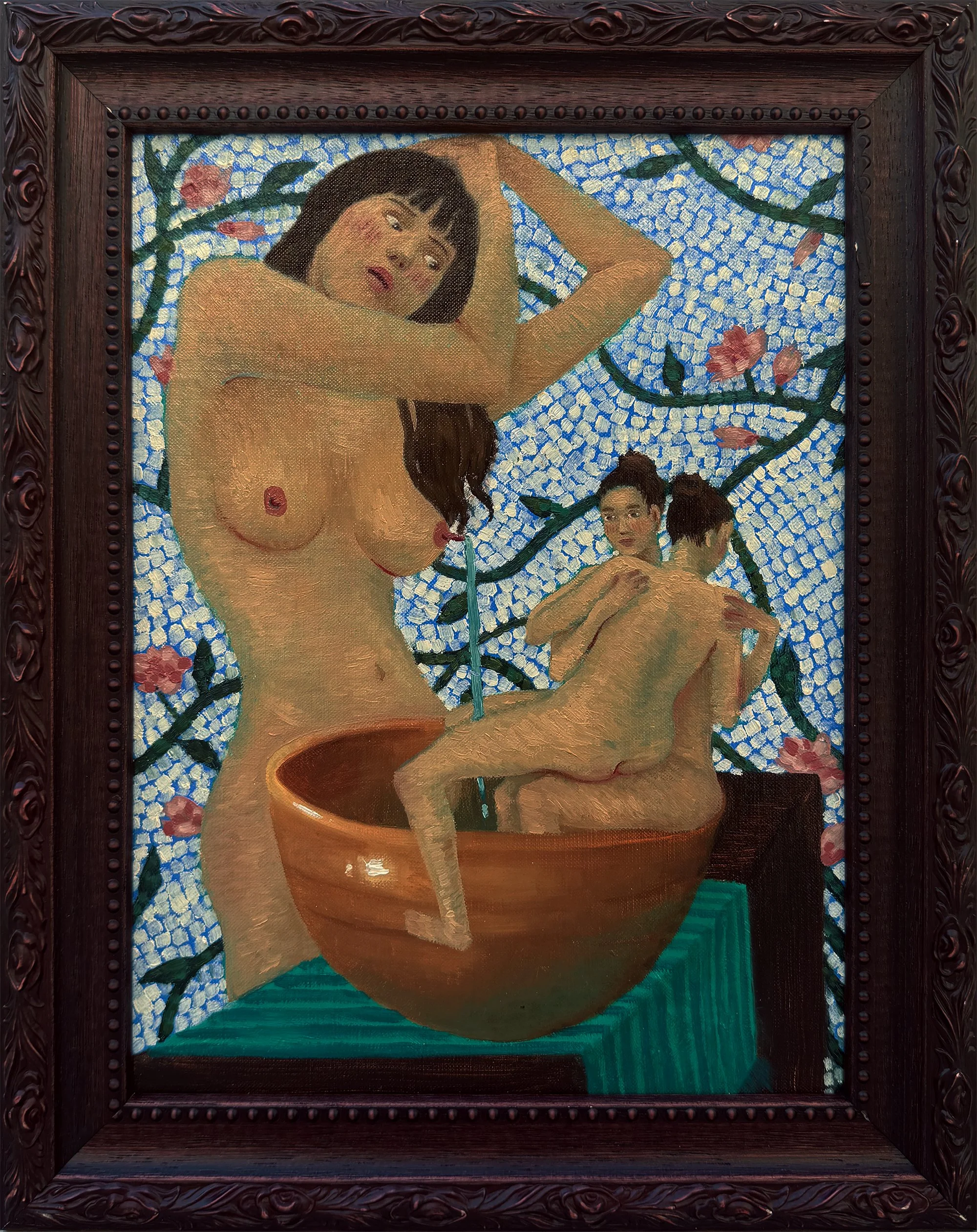 Unexpected Bathers  
2025 Oil on Linen Panel 9x12" 
Inquire for Purchase