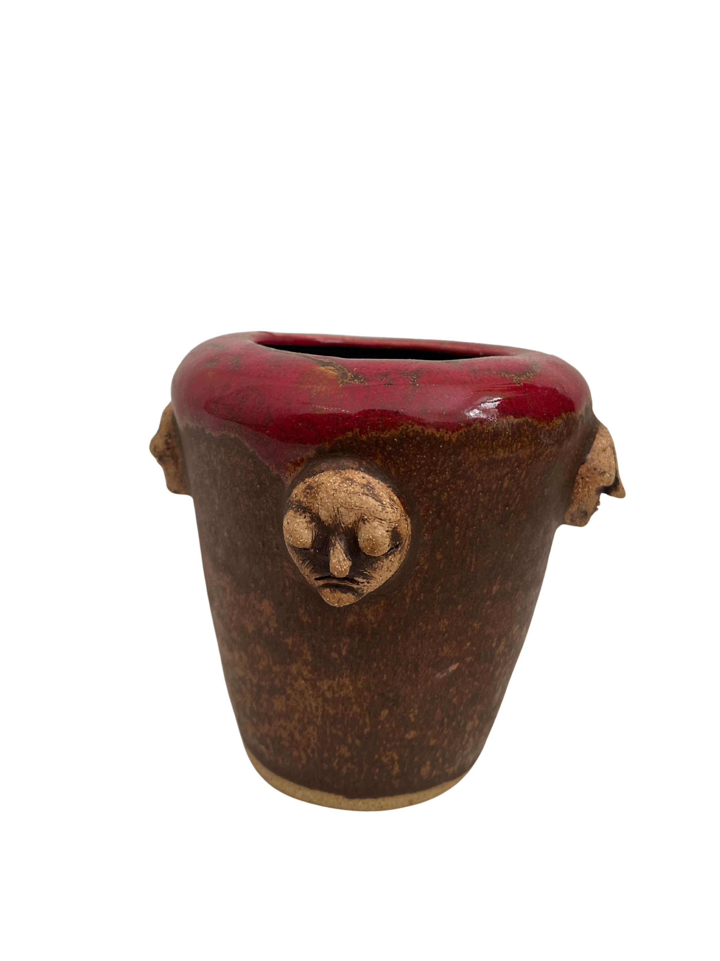 mixed stoneware clay, brown underglaze, ceramic glazes