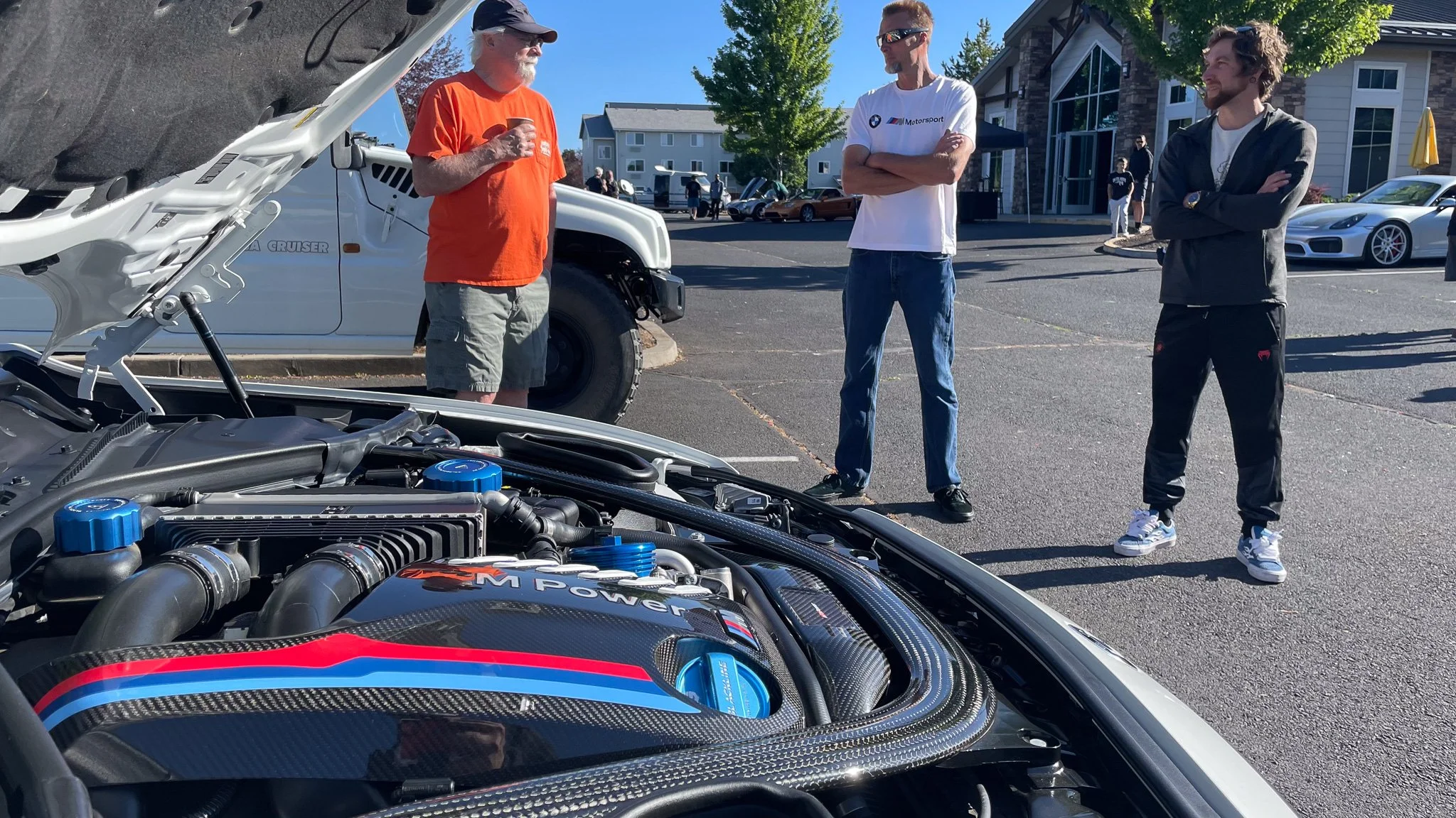 M-Power Carbon Fiber engine BMW at bend cars & coffee nazarene church parking lot 8-10am wide.jpg