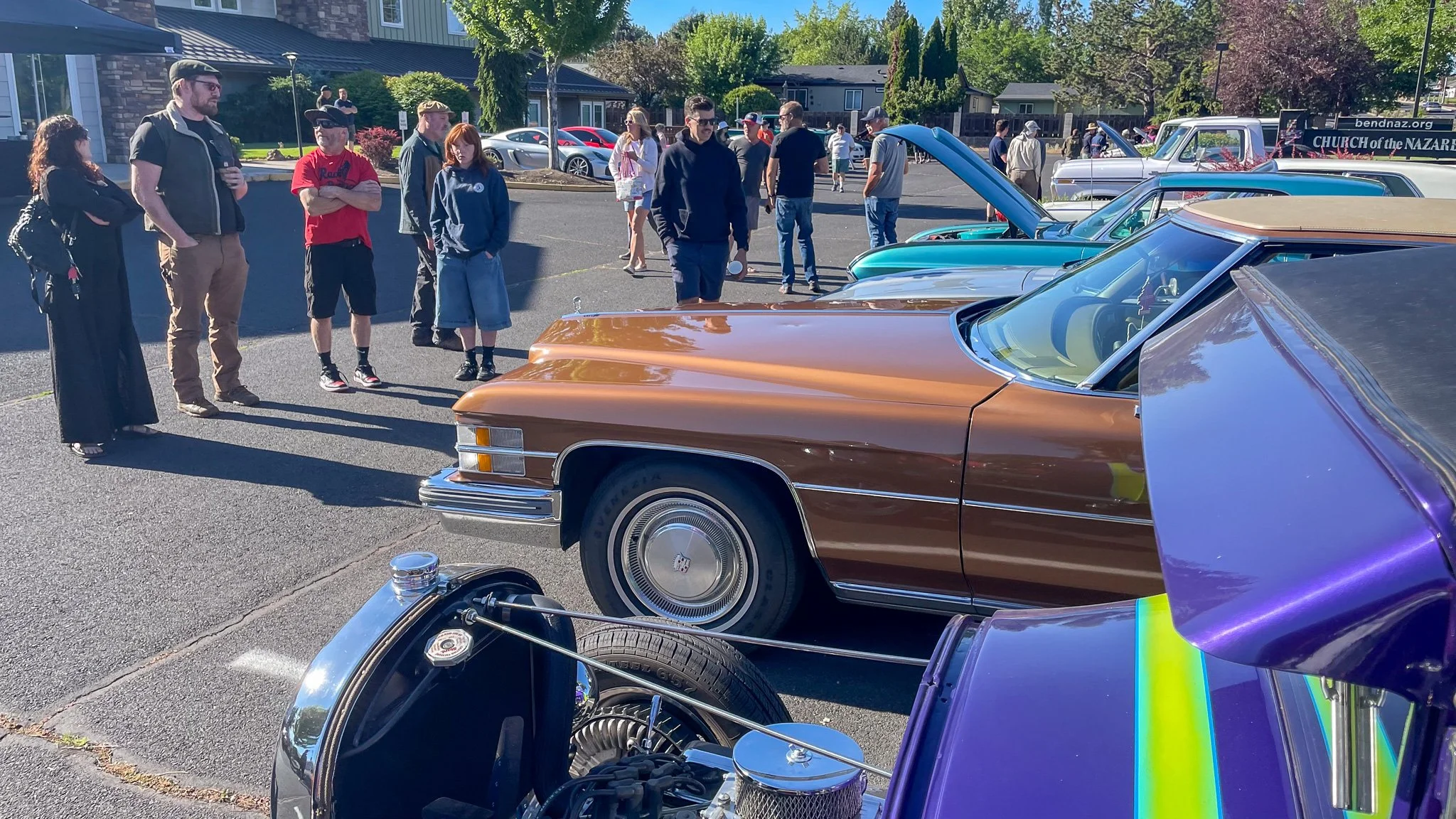 crowd at 1963 Ford Thunderbird and Lincoln Continental Bend Cars & Coffee on 27th St first Saturdays May - Oct.jpg