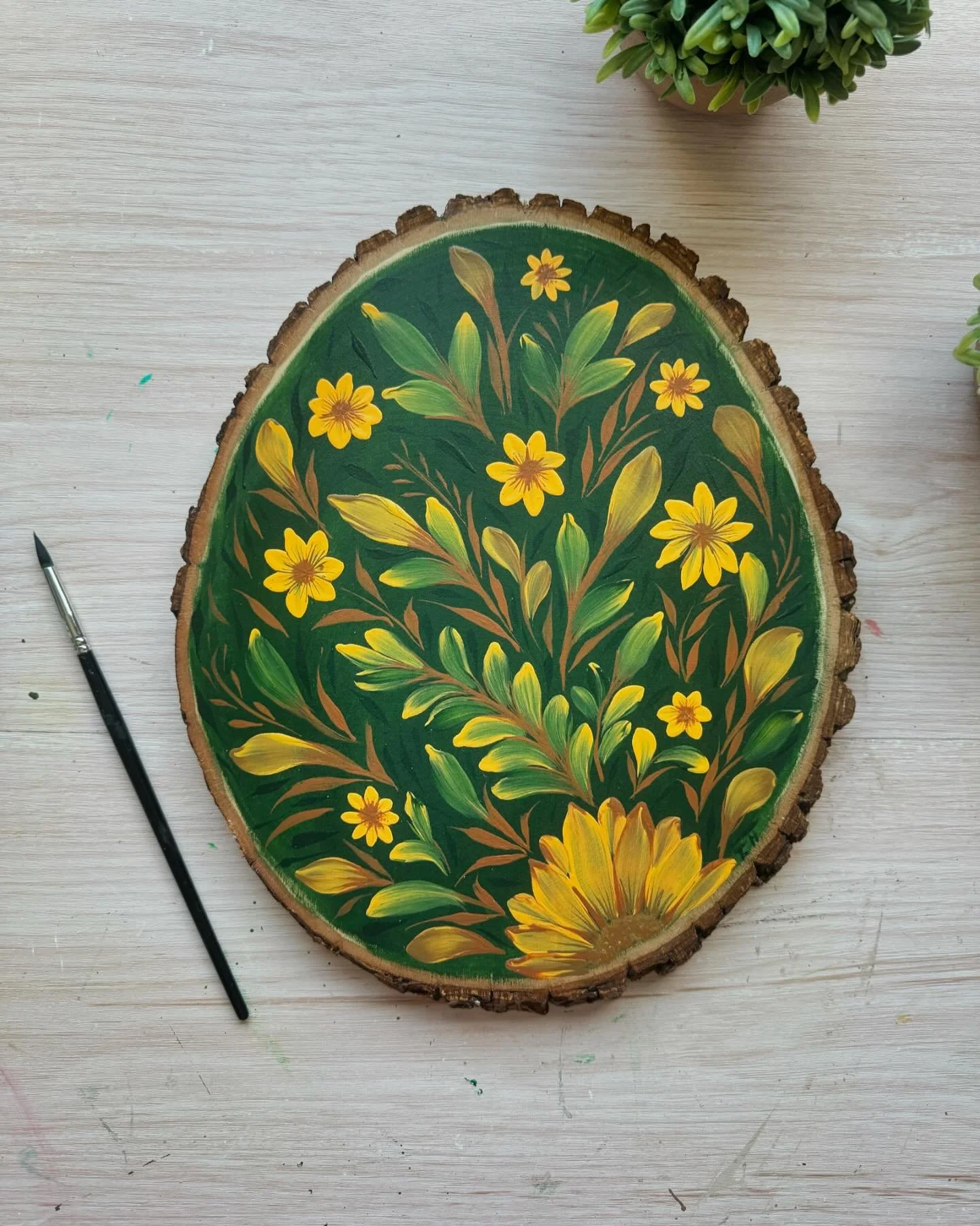 Swipe ➡️ to see details on my latest floral art! 🌻🍃 

Available at my Etsy shop now! Perfect piece to celebrate fall season and spark floral joy to your home! 

Art details ✨

- Floral Art #2
- Acrylic on wood 12x10
- Painted on 1&rdquo; thick wood