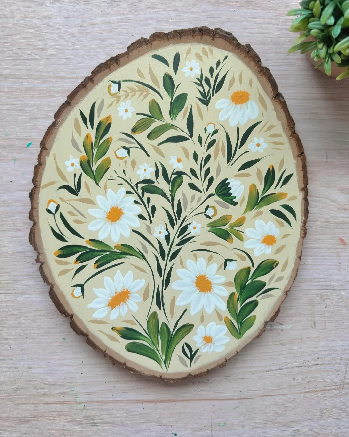 Camomile 🌼
Fall collection 2024
12x10&rdquo;
Acrylic on wood 

I love how subtle this painting looks. I can totally see it in a farmhouse kitchen, or wall filled with nature decor. 

Since I started painting again in 2022, I&rsquo;ve been fascinated