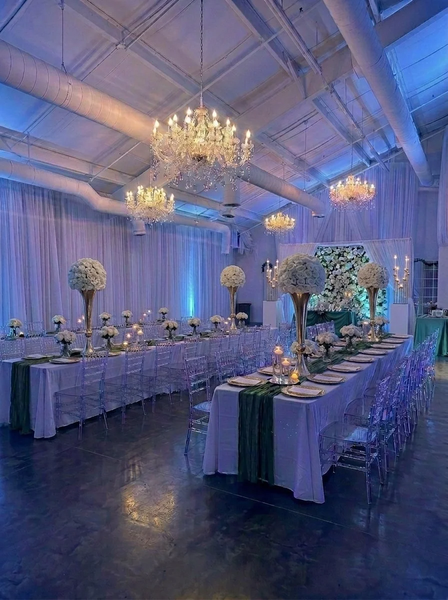 GOLD package wedding reception decor at De La Rosa Event Space