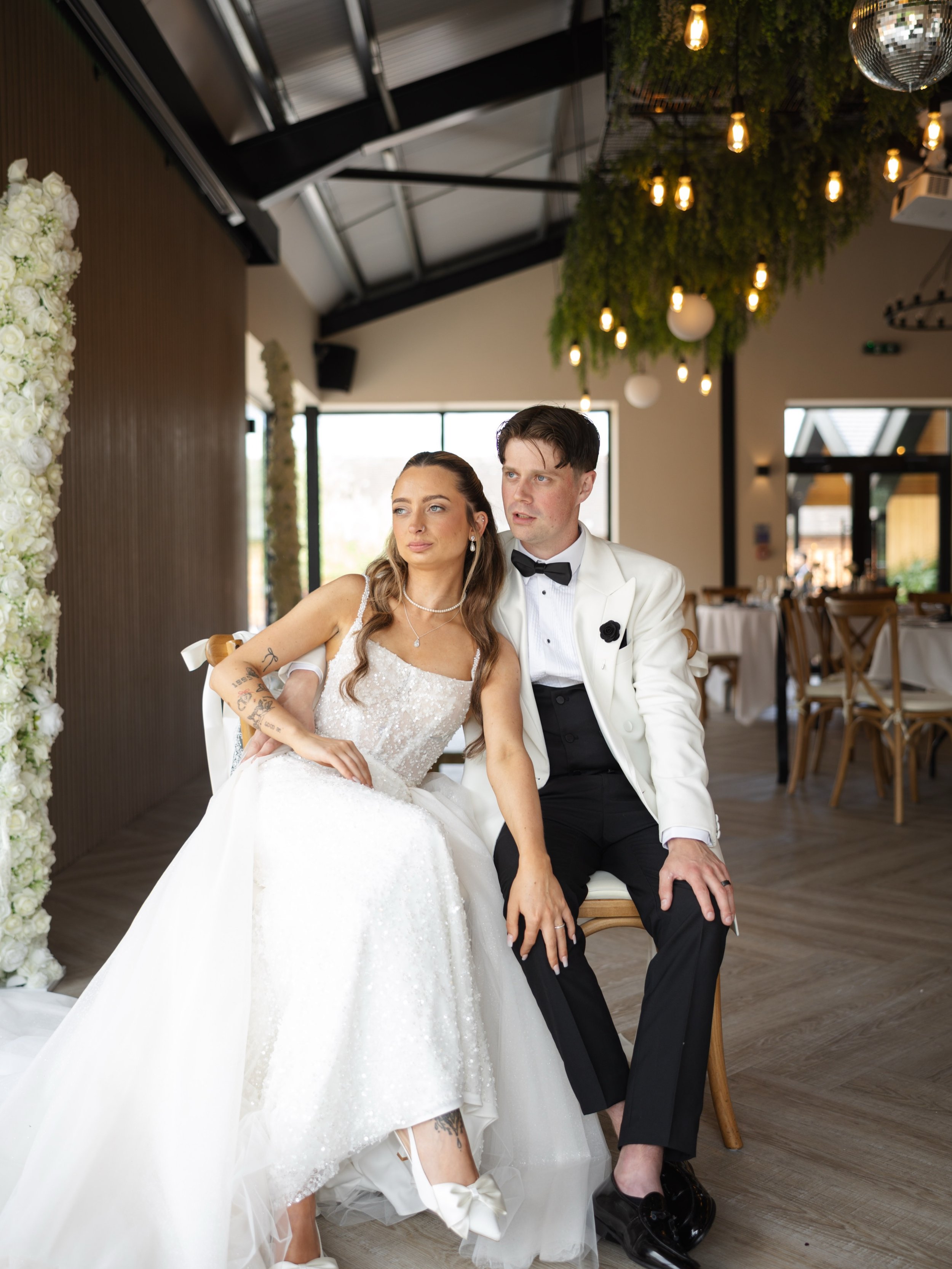 J&amp;T 🖤 

A beautiful day @blackbrookbarns for a gorgeous couple ✨

Stunning details and dreamy decor, with loved ones all around you, what a day 🤍

Venue - @blackbrookbarns 
Bride - @_hennej 
Make up - @makeupbyemmalouise 
Hair - @bridalhair_mak
