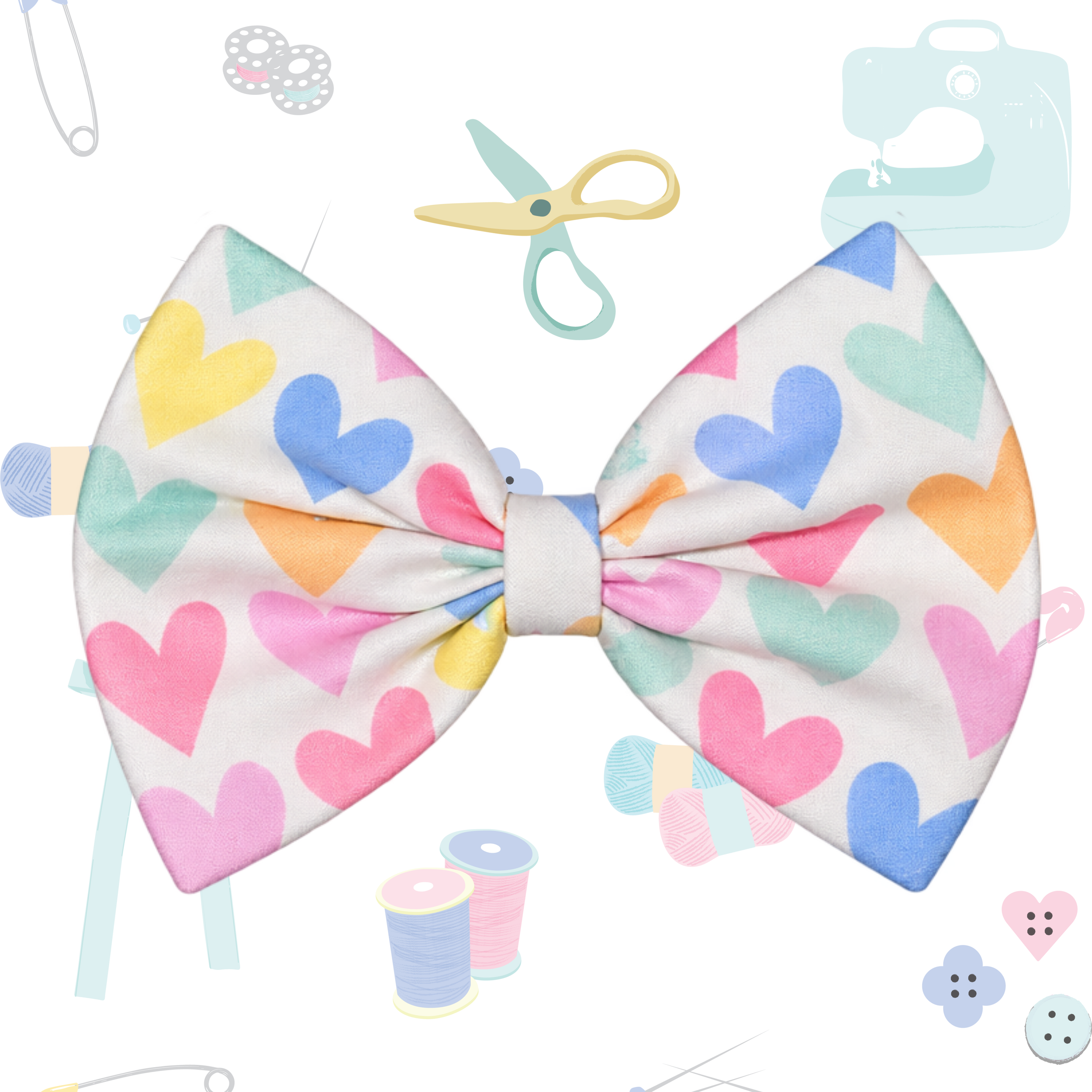 Small Single Bow - Pastel Hearts