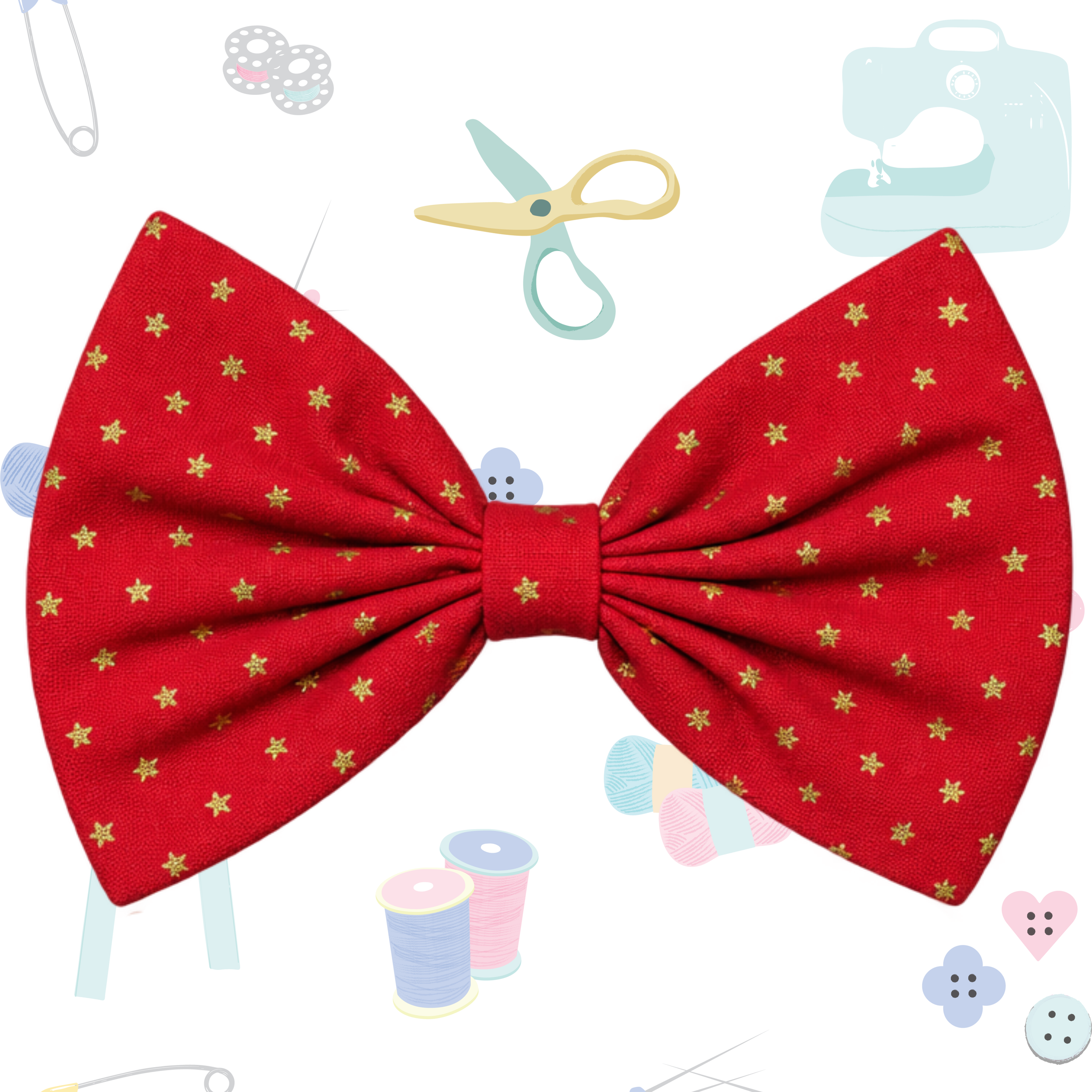 Small Single Bow - Red & Gold Stars