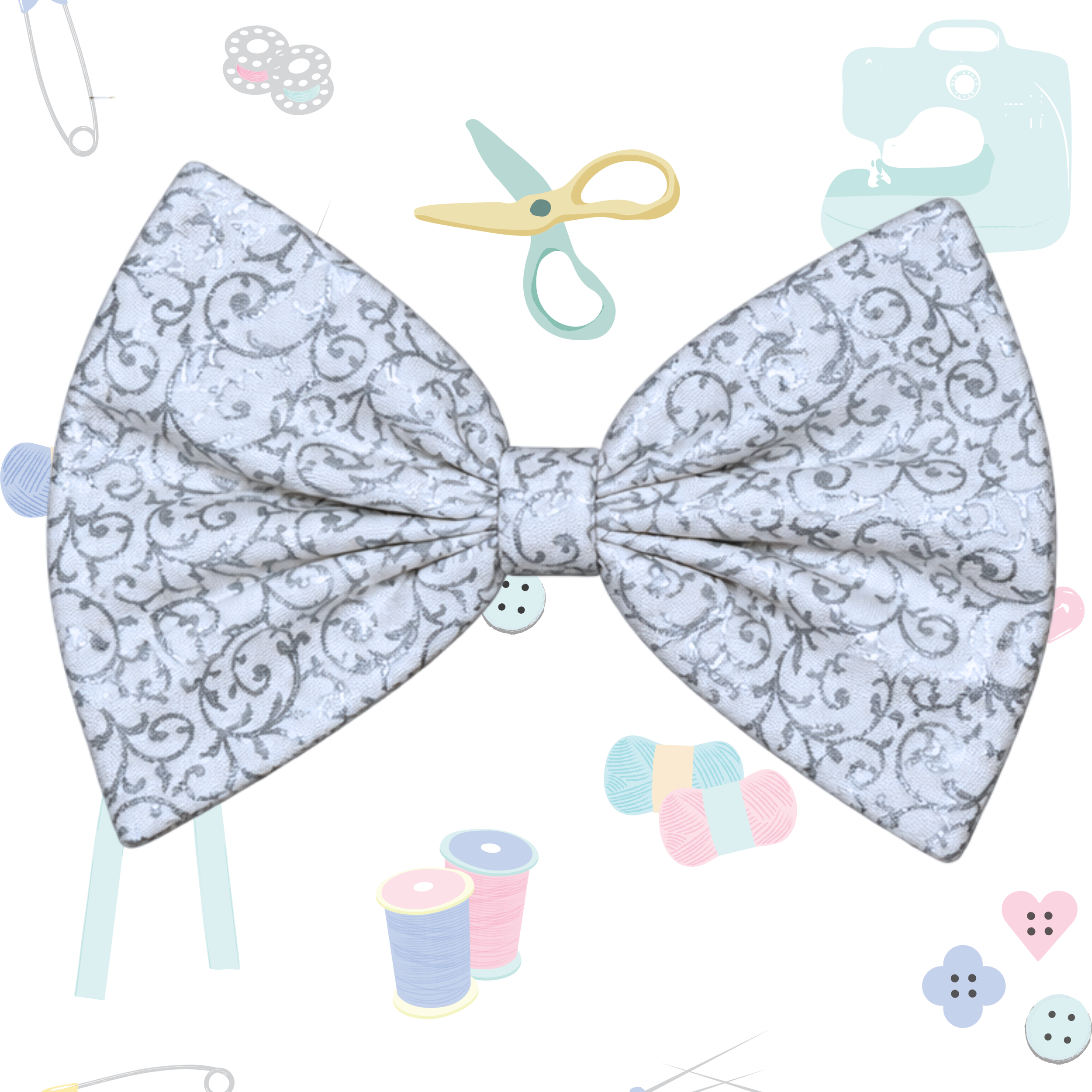Small Single Bow - Silver Vines