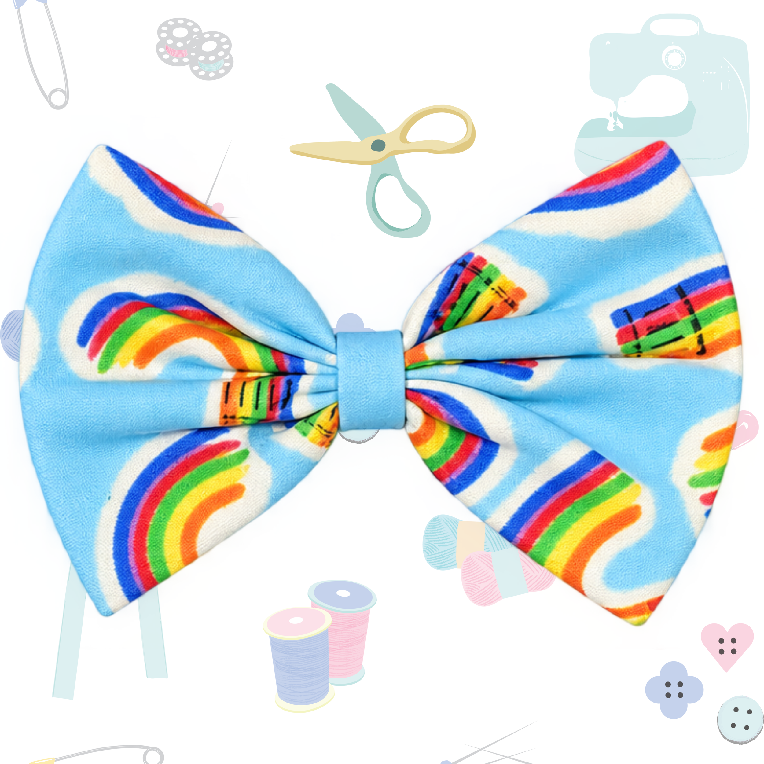 Small Single Bow - Blue Crayon