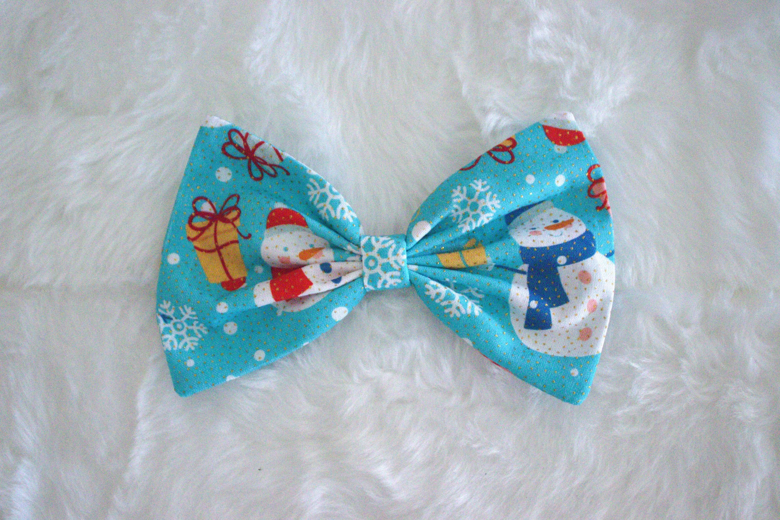 Small Single Bow - Glitter Snowman
