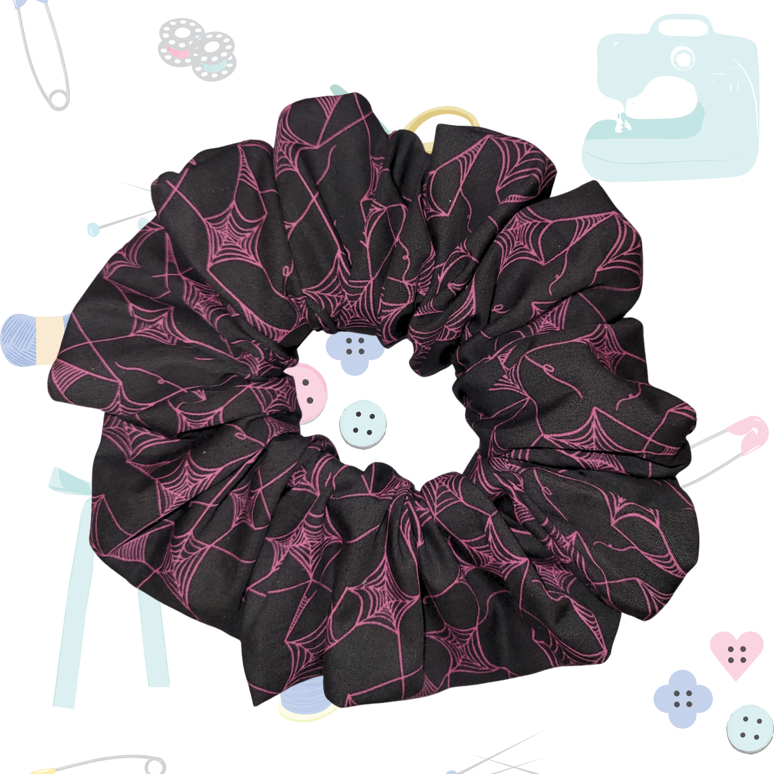Chunky Scrunchie - Pink Webs