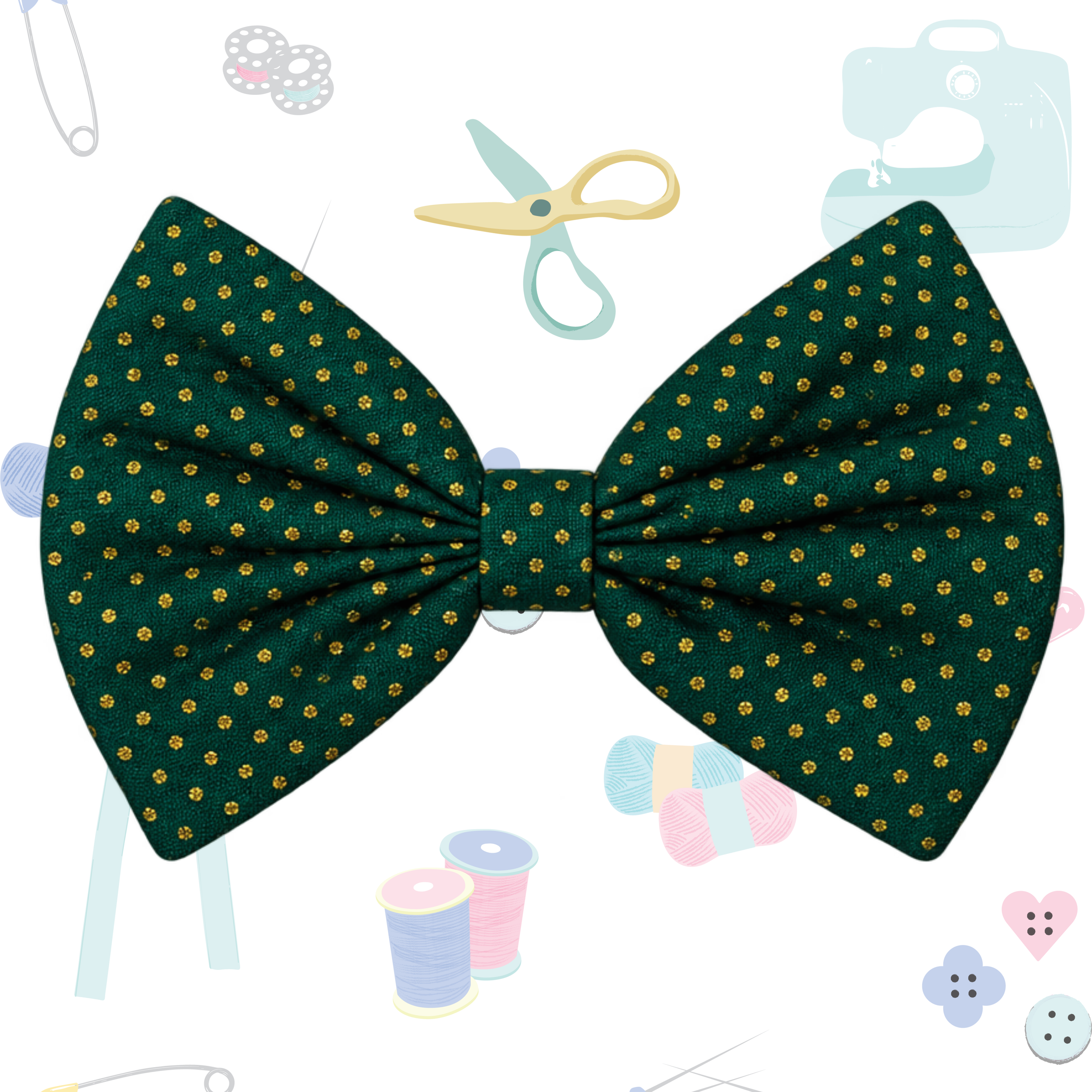 Small Single Bow - Gold Dots